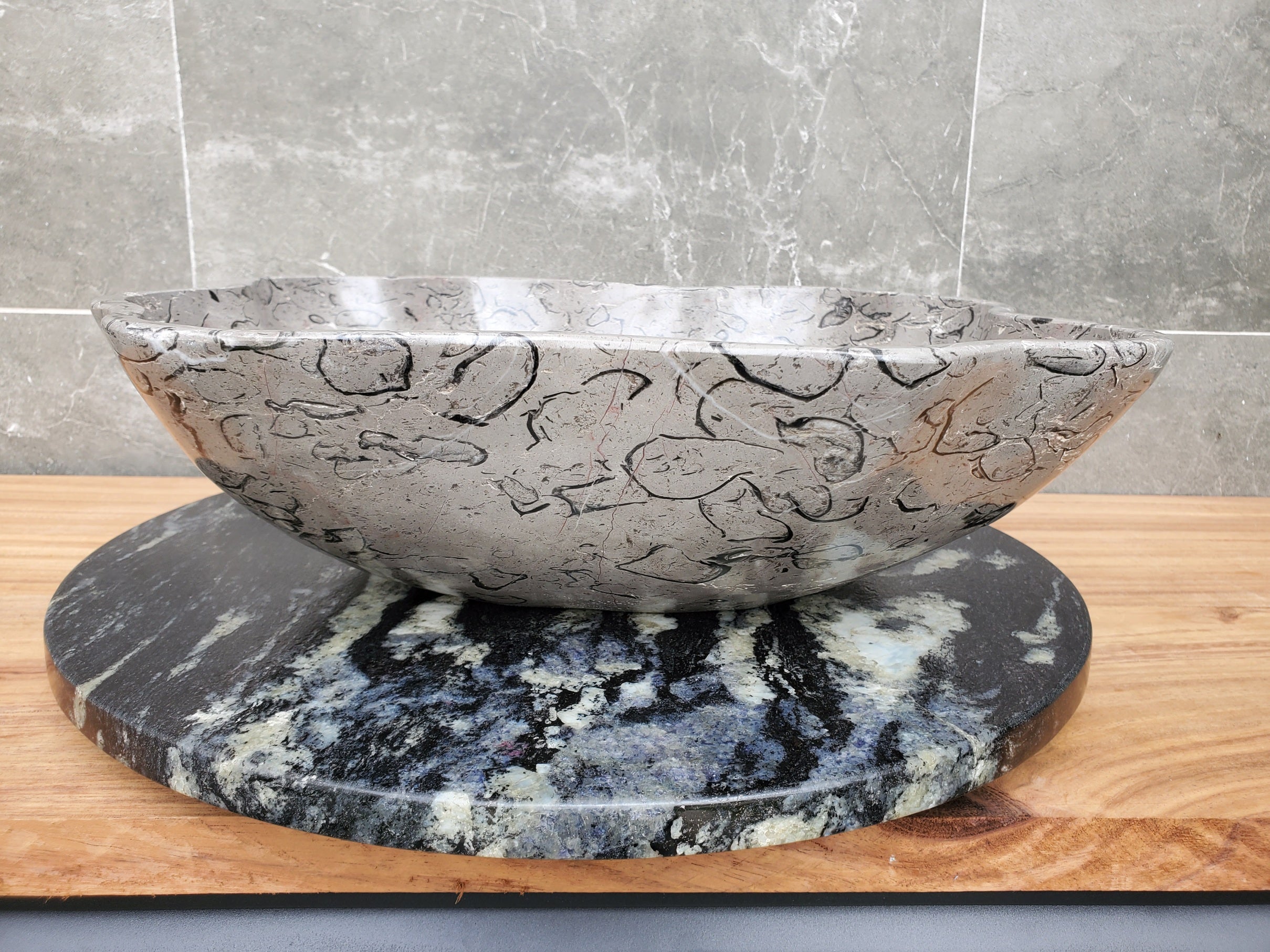 S32_18 Marble Vessel Bathroom Sink - 17 x 16.5 inch