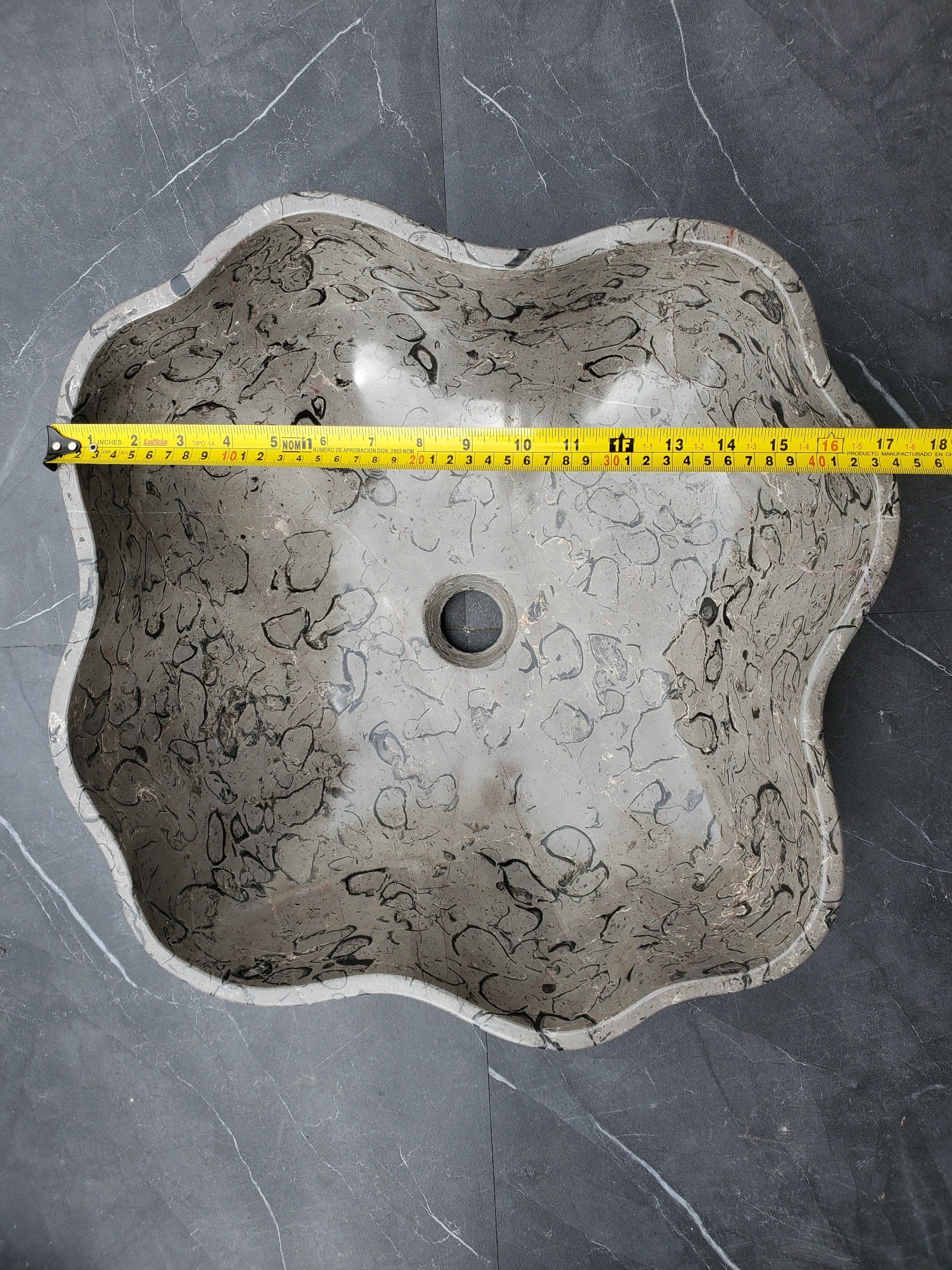 S32_18 Marble Vessel Bathroom Sink - 17 x 16.5 inch