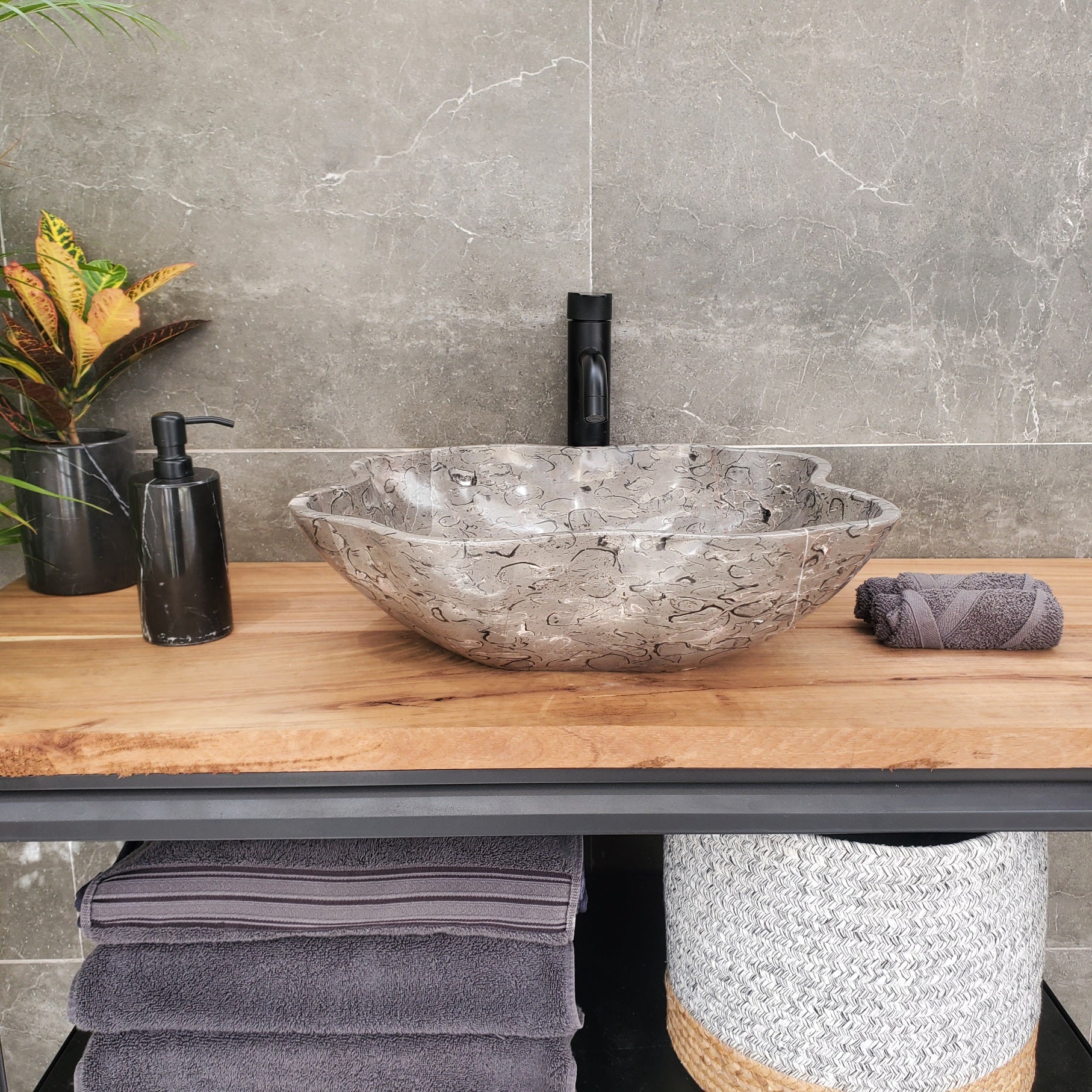 S32_19 Marble Vessel Bathroom Sink