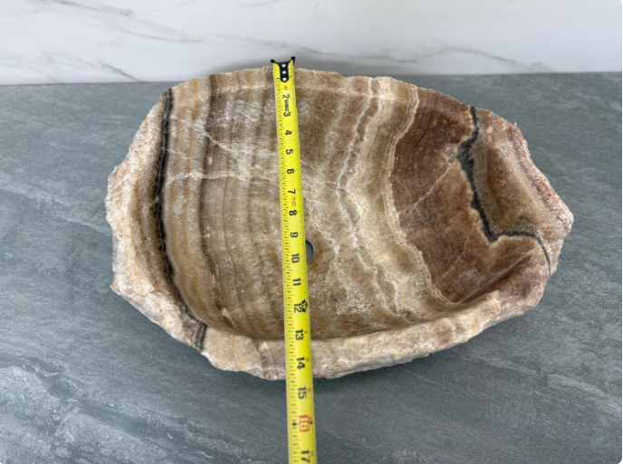 S15_08 Brown and Tan Onyx Vessel Sink