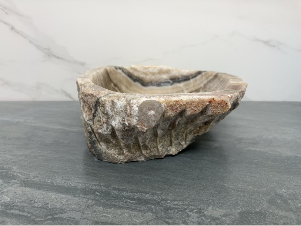 S15_08 Brown and Tan Onyx Vessel Sink