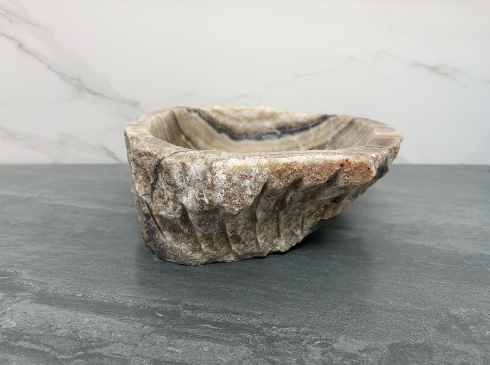 S15_08 Brown and Tan Onyx Vessel Sink