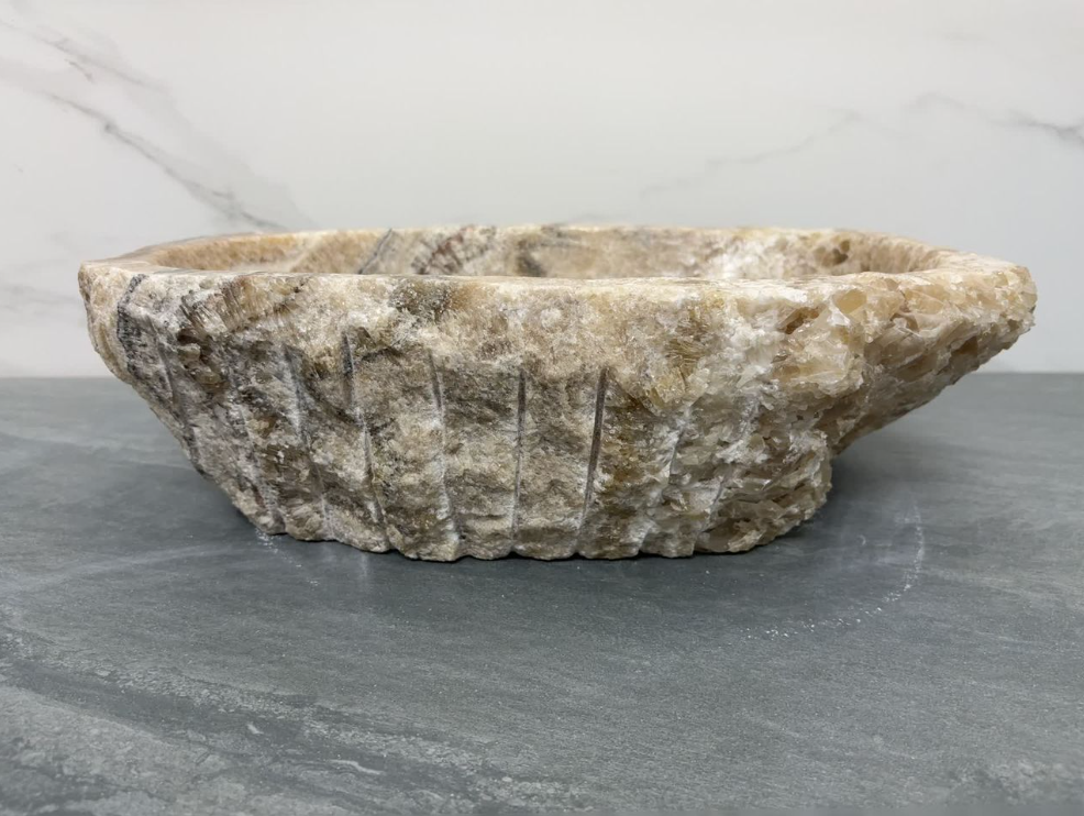 S15_07 Brown and Tan Onyx Vessel Sink