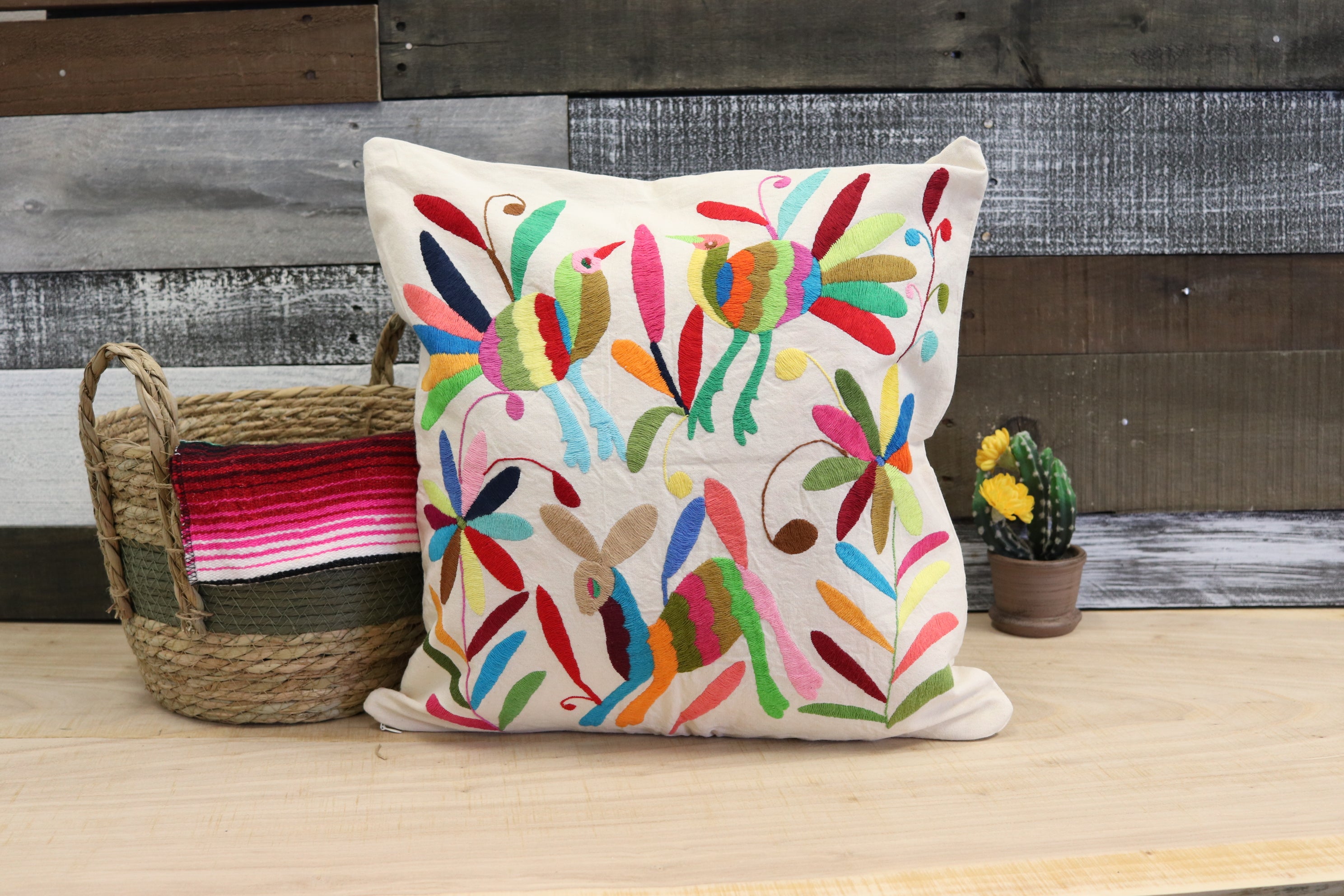 17" x 17" Otomi Tenango Pillow Cover Tenango Decor Home Pillow Covers