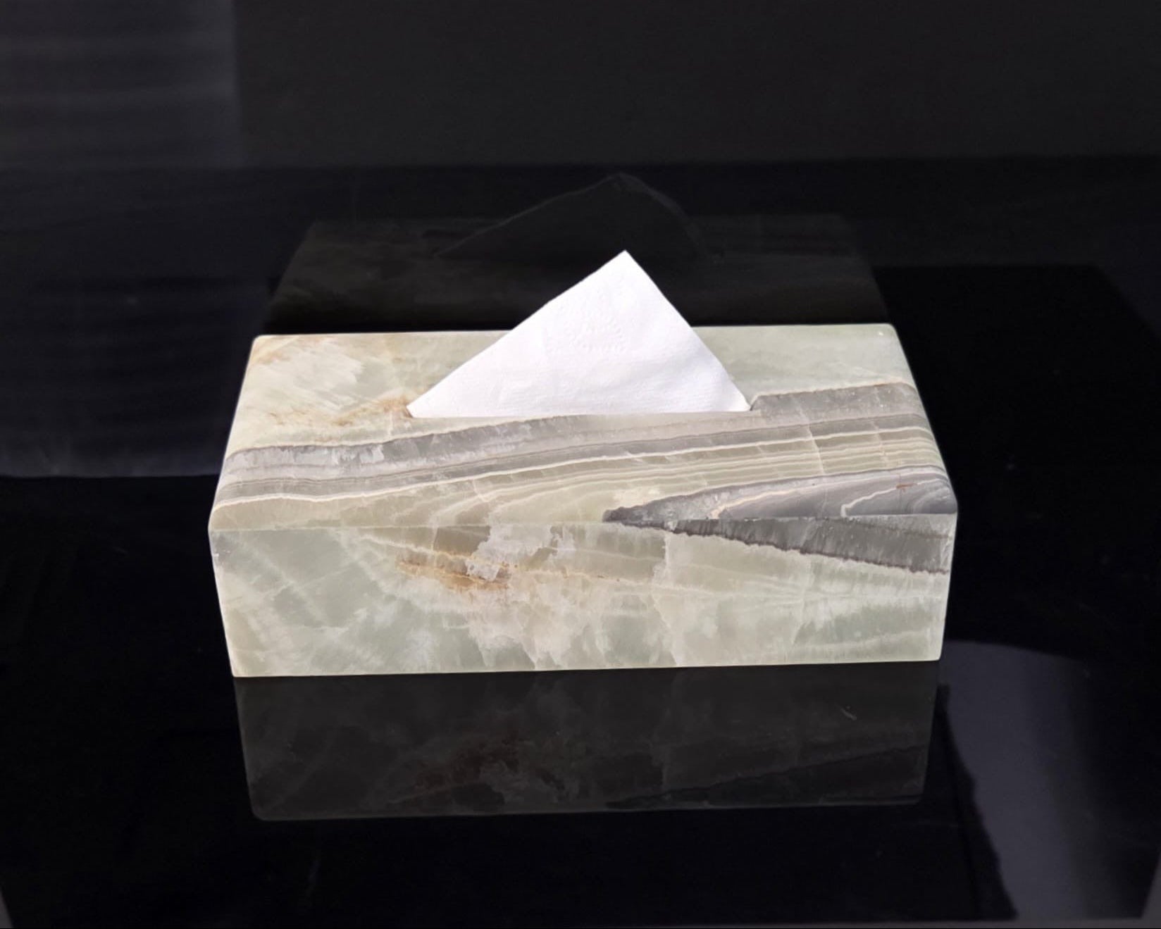 TCRec_17 Green Onyx Stone Tissue Box Cover