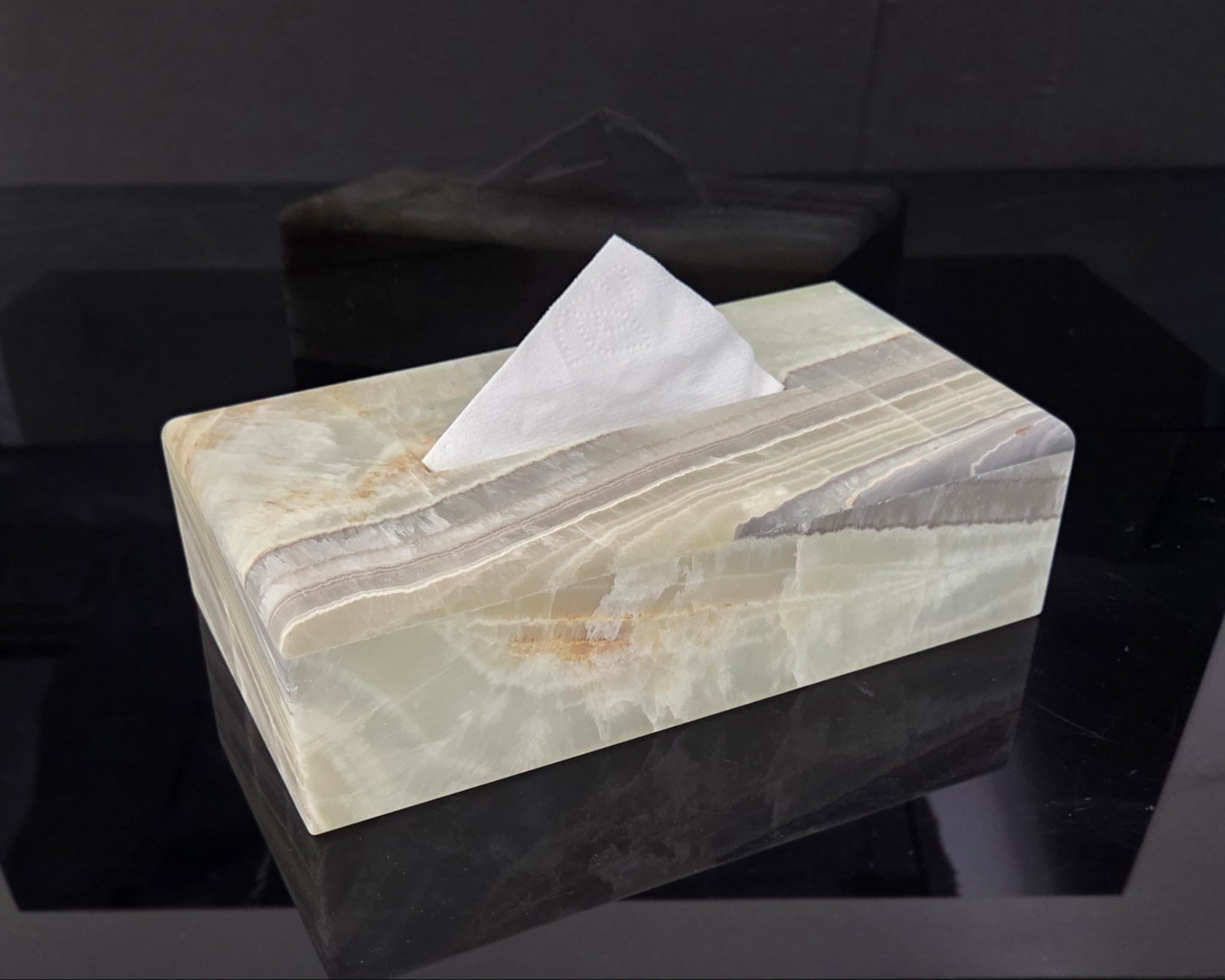 TCRec_17 Green Onyx Stone Tissue Box Cover