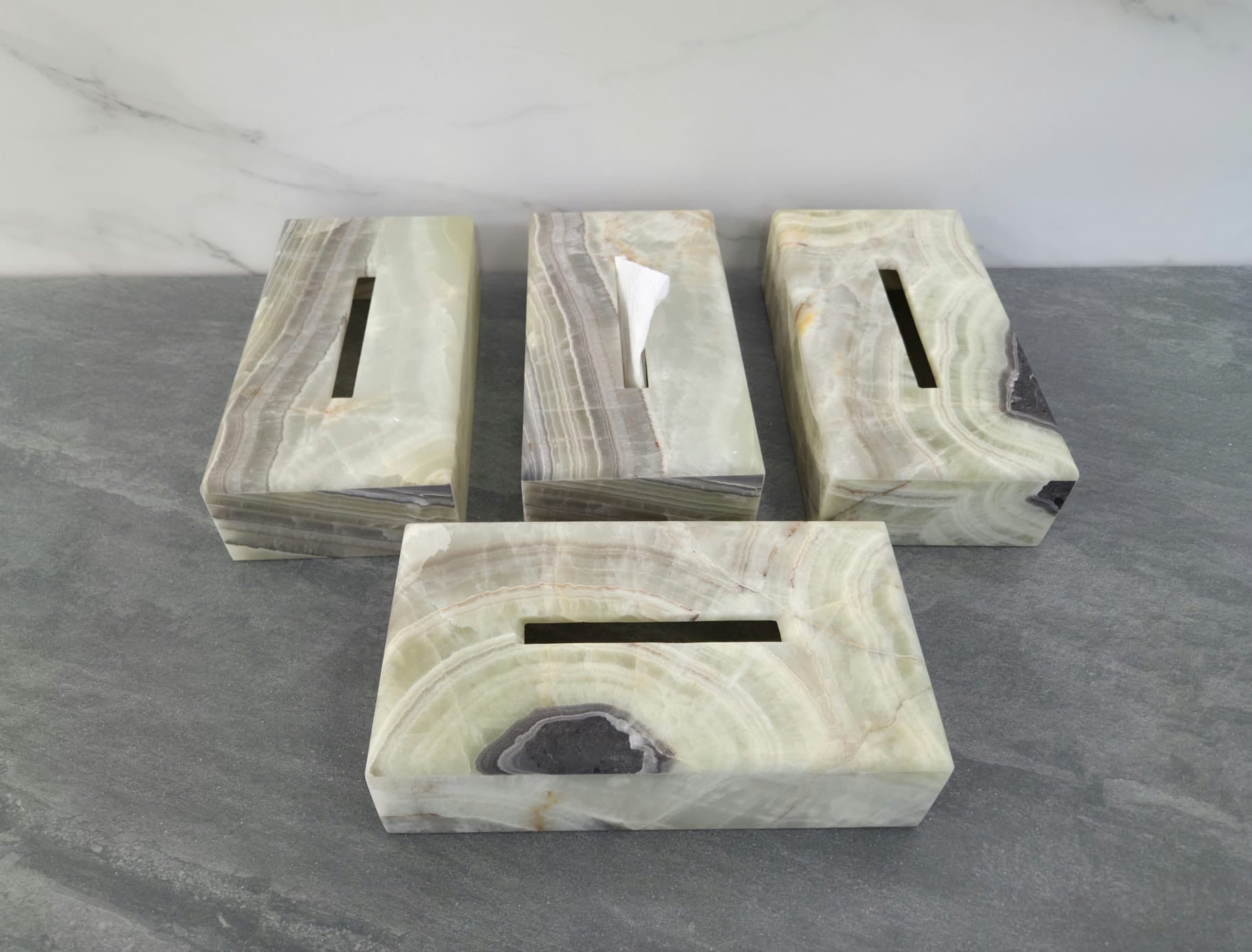 TCRec_17 Green Onyx Stone Tissue Box Cover