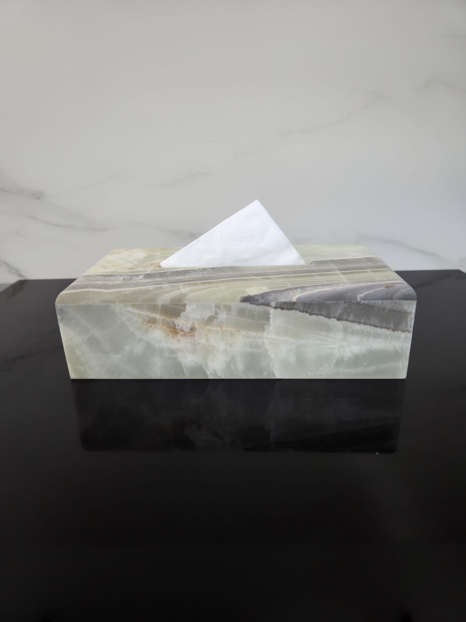 TCRec_17 Green Onyx Stone Tissue Box Cover