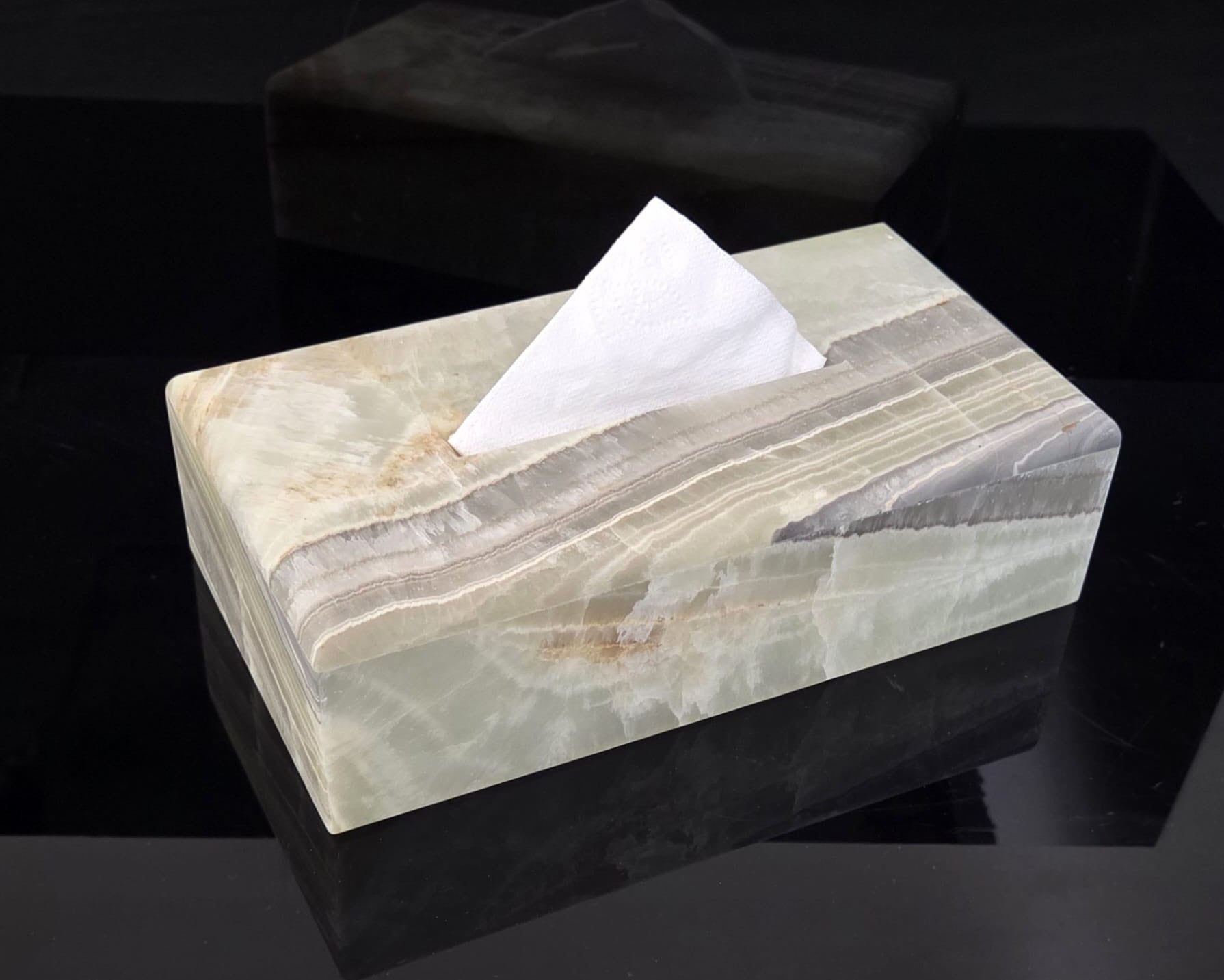 TCRec_17 Green Onyx Stone Tissue Box Cover