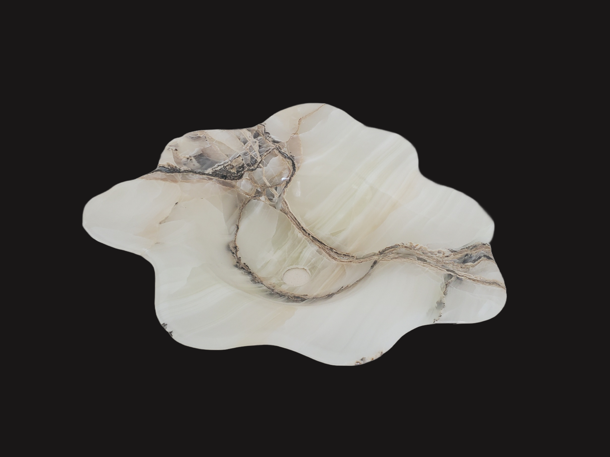 S21_19 Onyx Stone Bathroom Vessel Sink - 19.5 x 18.5 inch