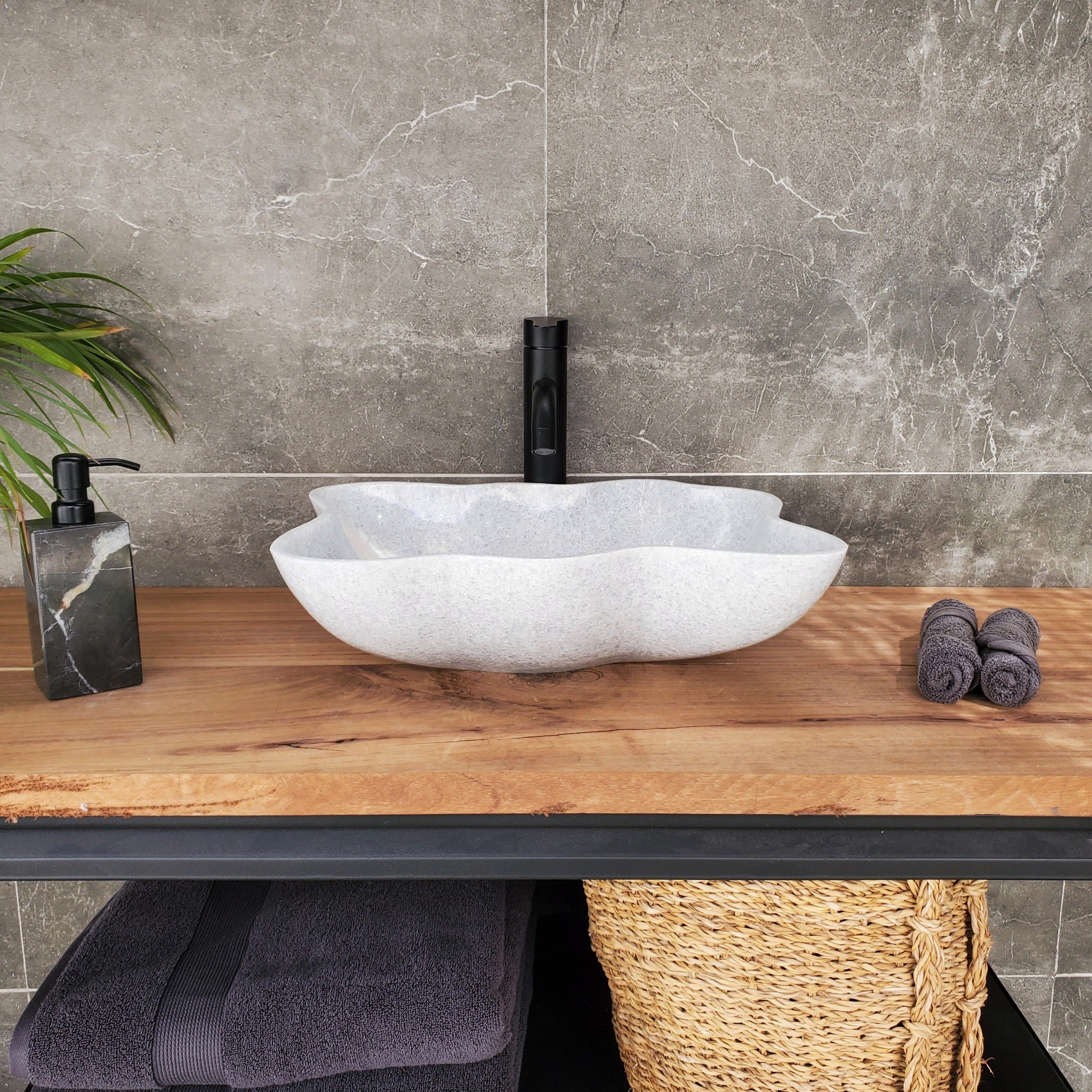 SET3305 Marble Stone Master Bath Set of 2 (Two) Vessel Sinks