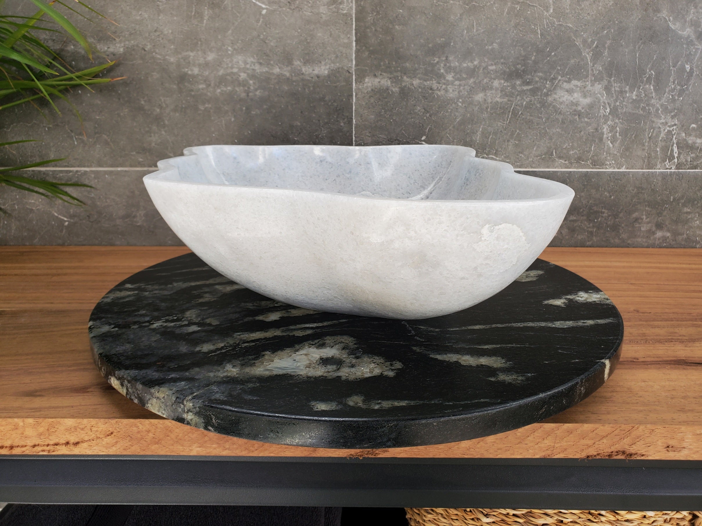 S33_27 Gray Marble Bathroom Vessel Sink - 18 x 14 inch