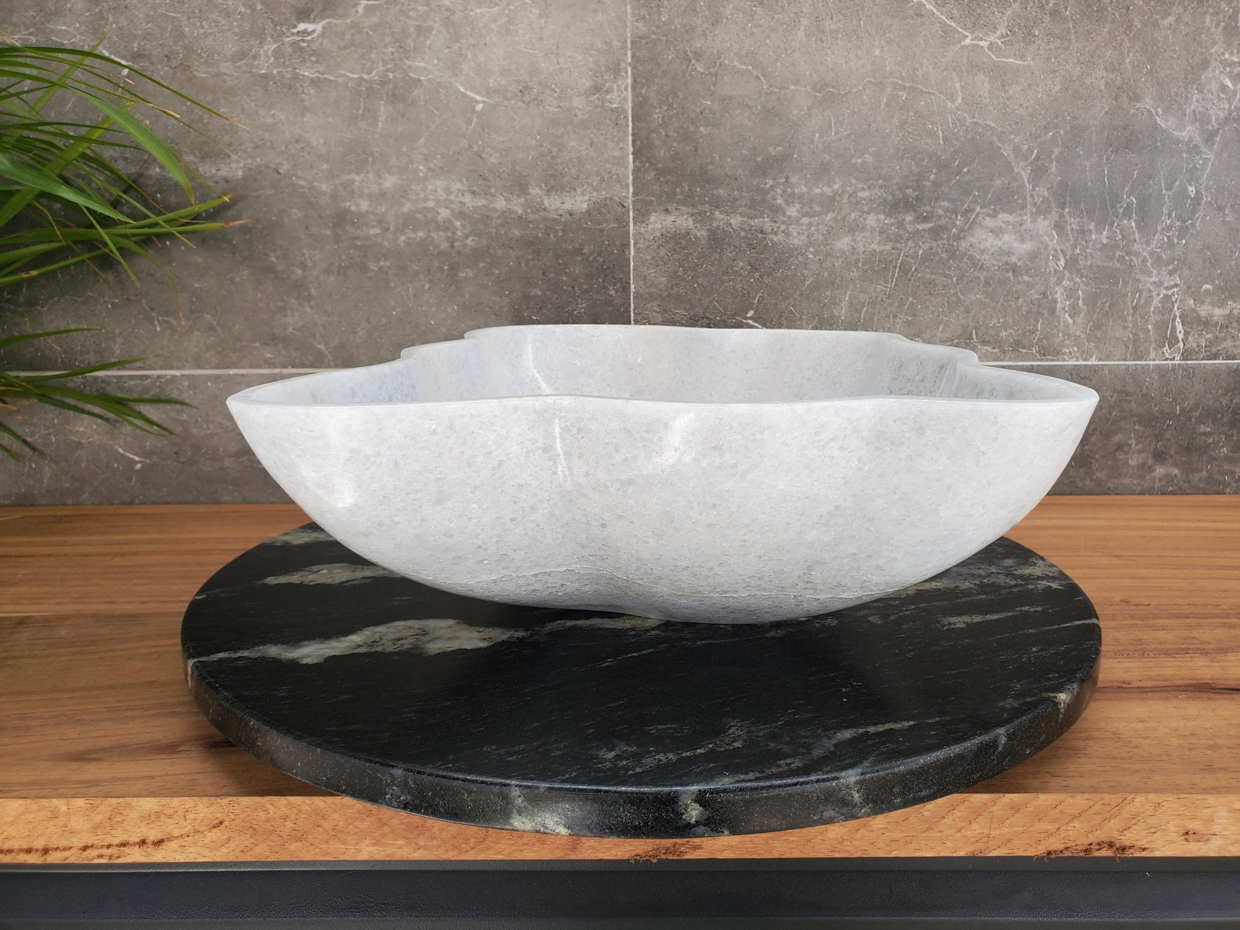 S33_27 Gray Marble Bathroom Vessel Sink - 18 x 14 inch