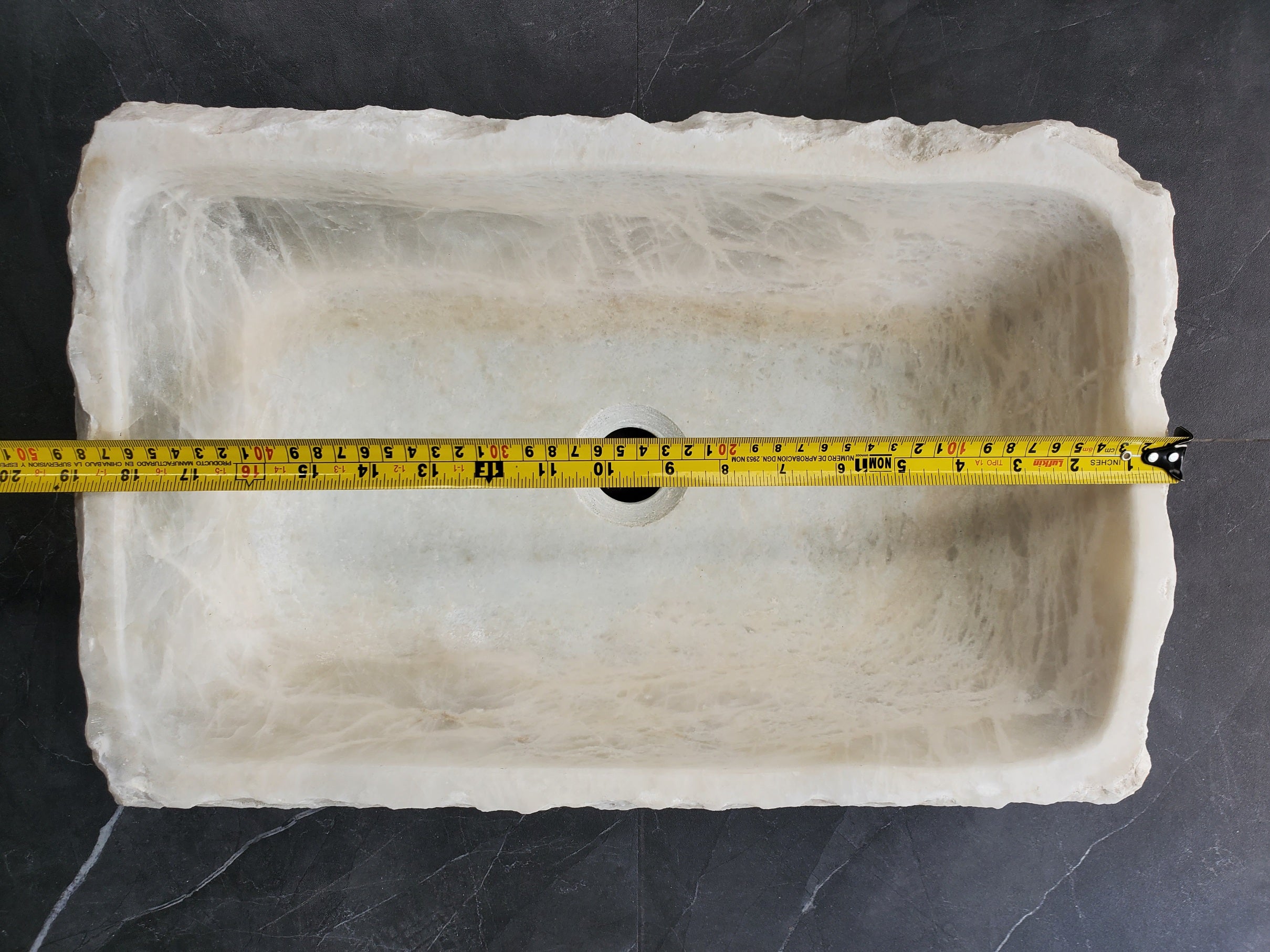 S36_01 White Marble Vessel Bathroom Sink, 19x12 Inch Bathroom Sinks Featured Marble Sinks Sinks