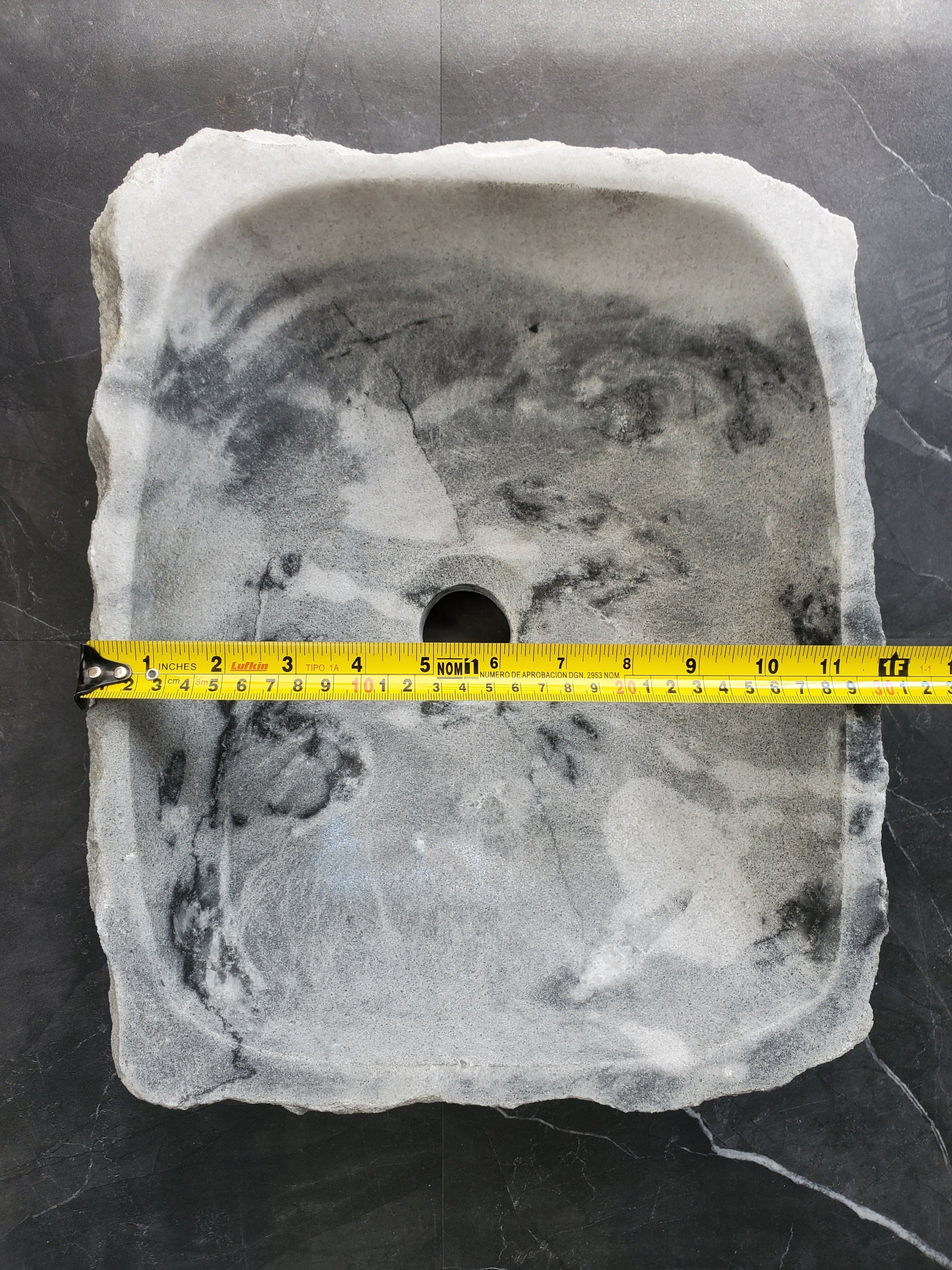 S36_03 Gray Marble Vessel Bathroom Sink, 14.5 x 12 Inch Bathroom Sinks Featured Marble Sinks Sinks