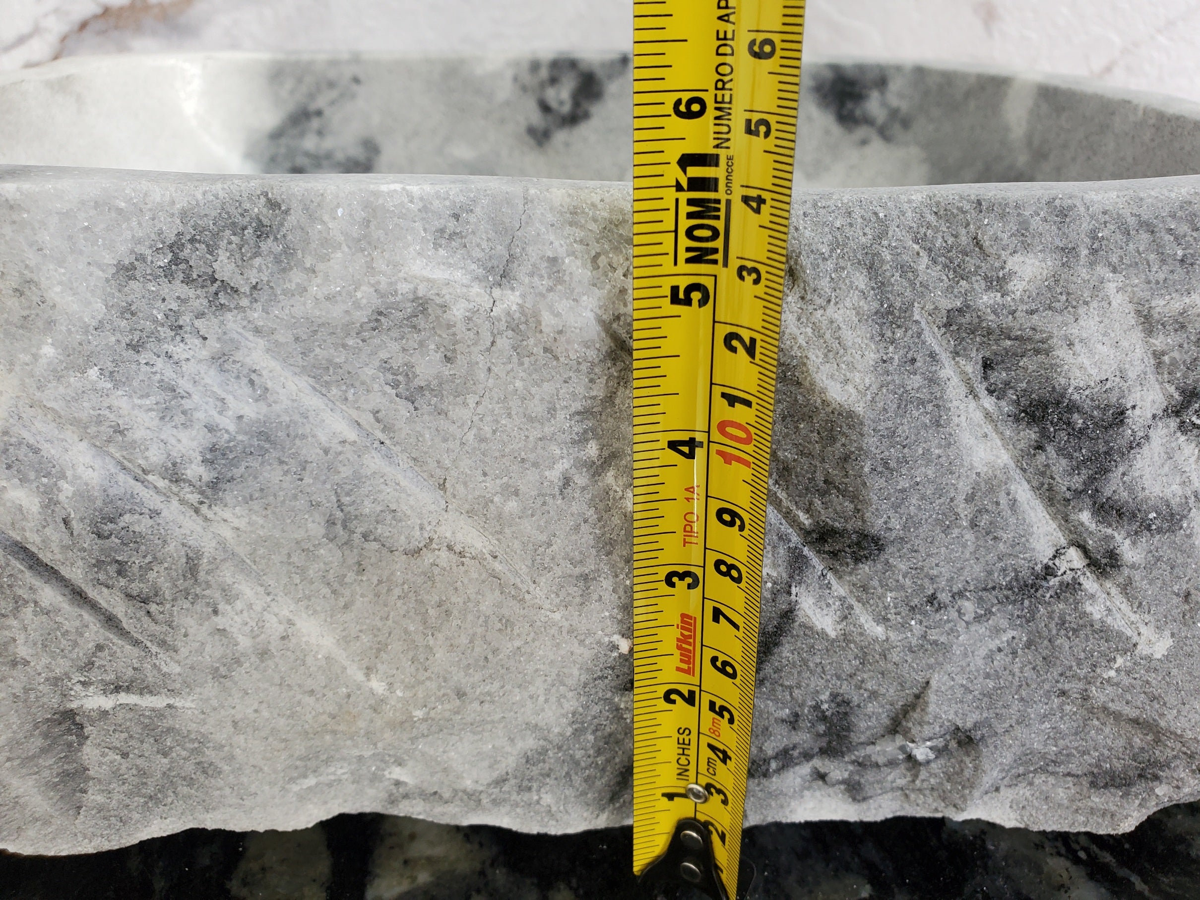 S36_03 Gray Marble Vessel Bathroom Sink, 14.5 x 12 Inch Bathroom Sinks Featured Marble Sinks Sinks