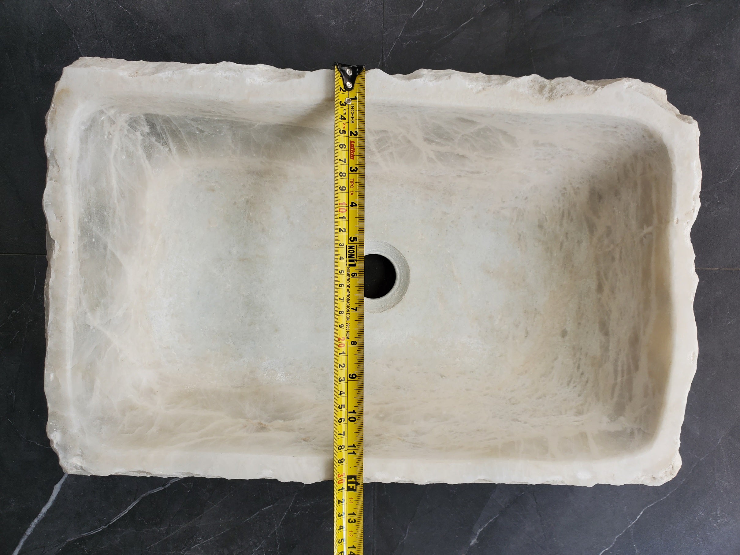 S36_01 White Marble Vessel Bathroom Sink, 19x12 Inch Bathroom Sinks Featured Marble Sinks Sinks