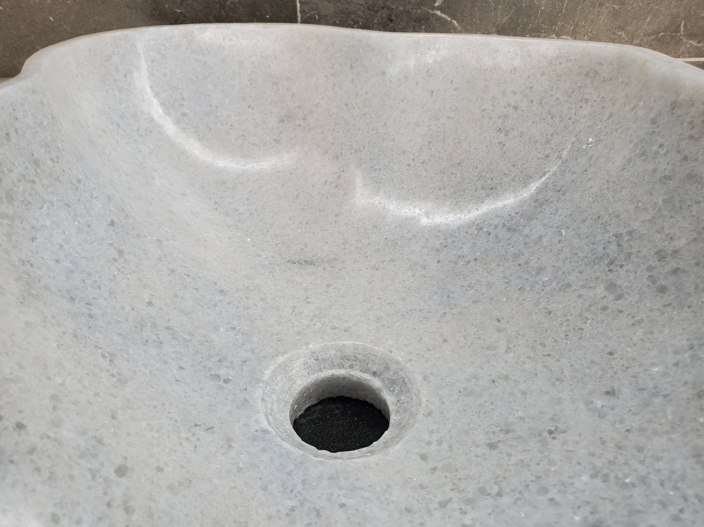 S33_27 Gray Marble Bathroom Vessel Sink - 18 x 14 inch