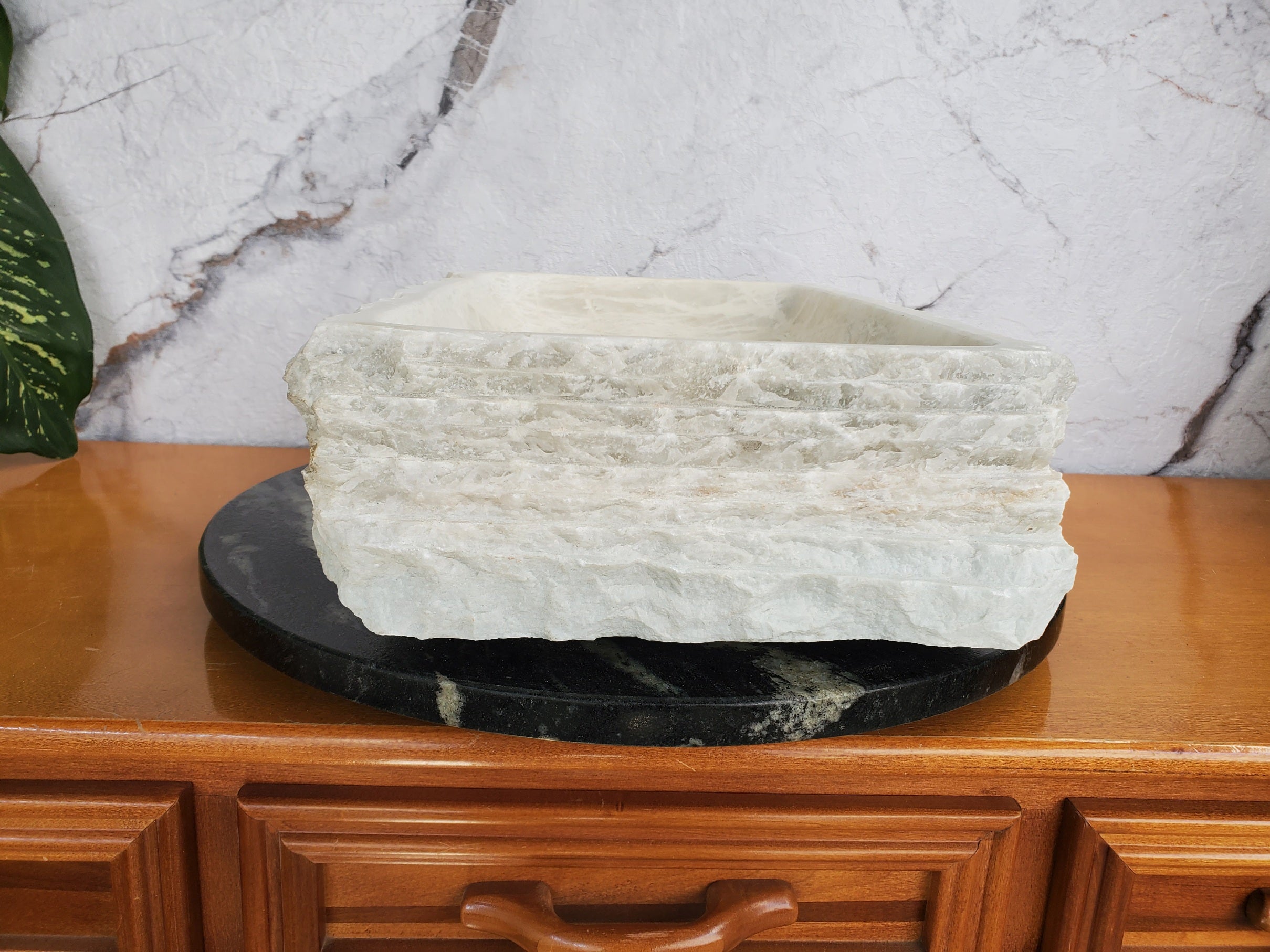 S36_01 White Marble Vessel Bathroom Sink, 19x12 Inch Bathroom Sinks Featured Marble Sinks Sinks