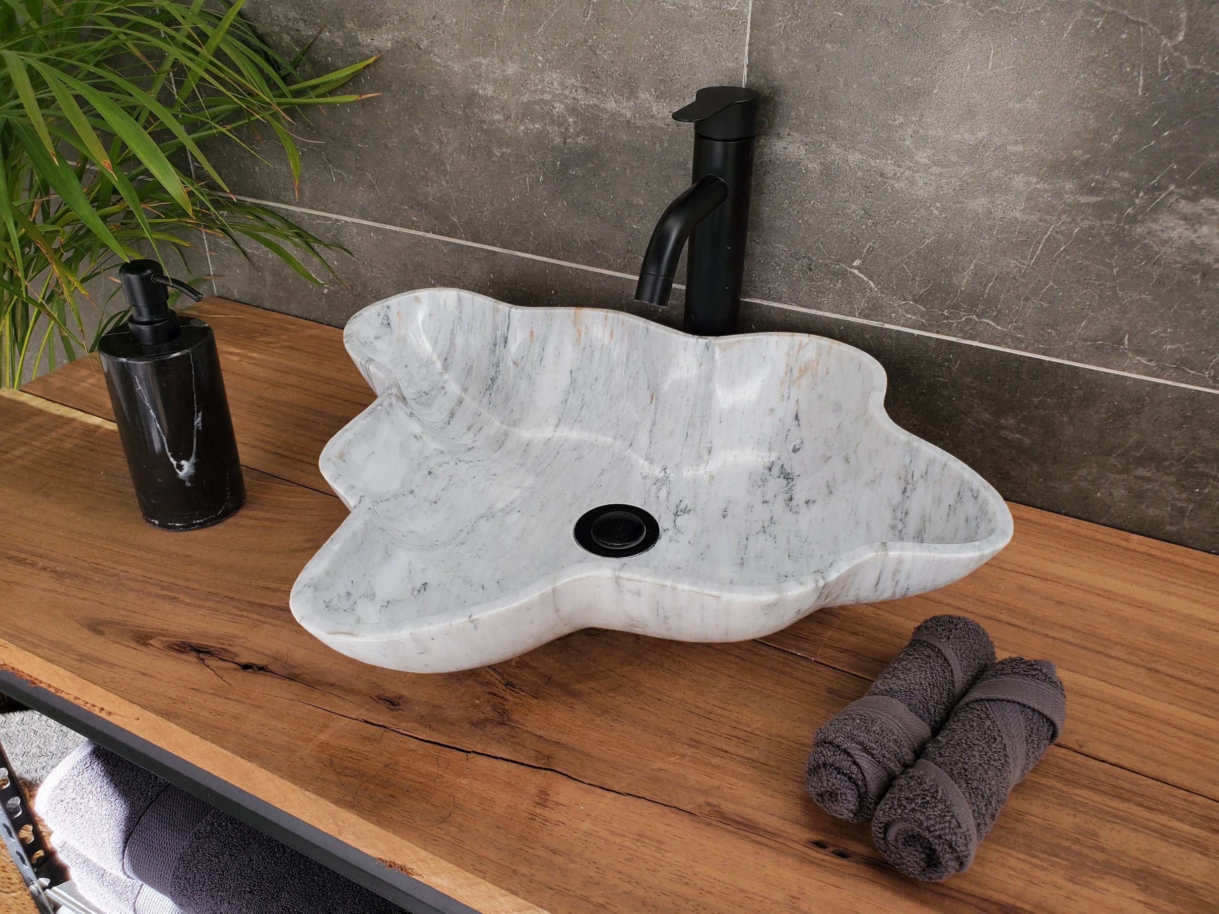S33_32 Vego Marble Bathroom Vessel Sink - 17 x 15.5 inch