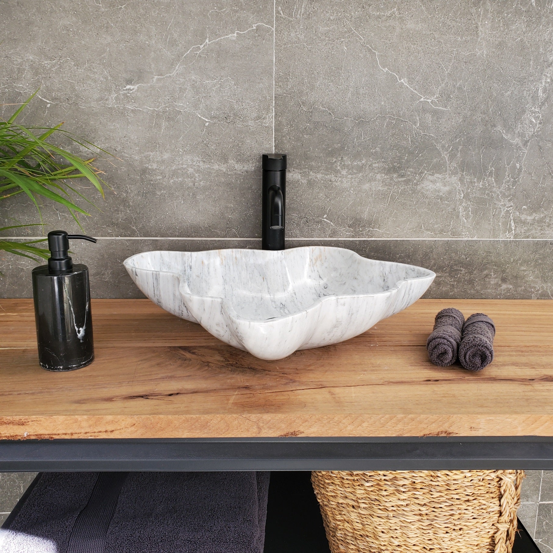 S33_32 Vego Marble Bathroom Vessel Sink - 17 x 15.5 inch