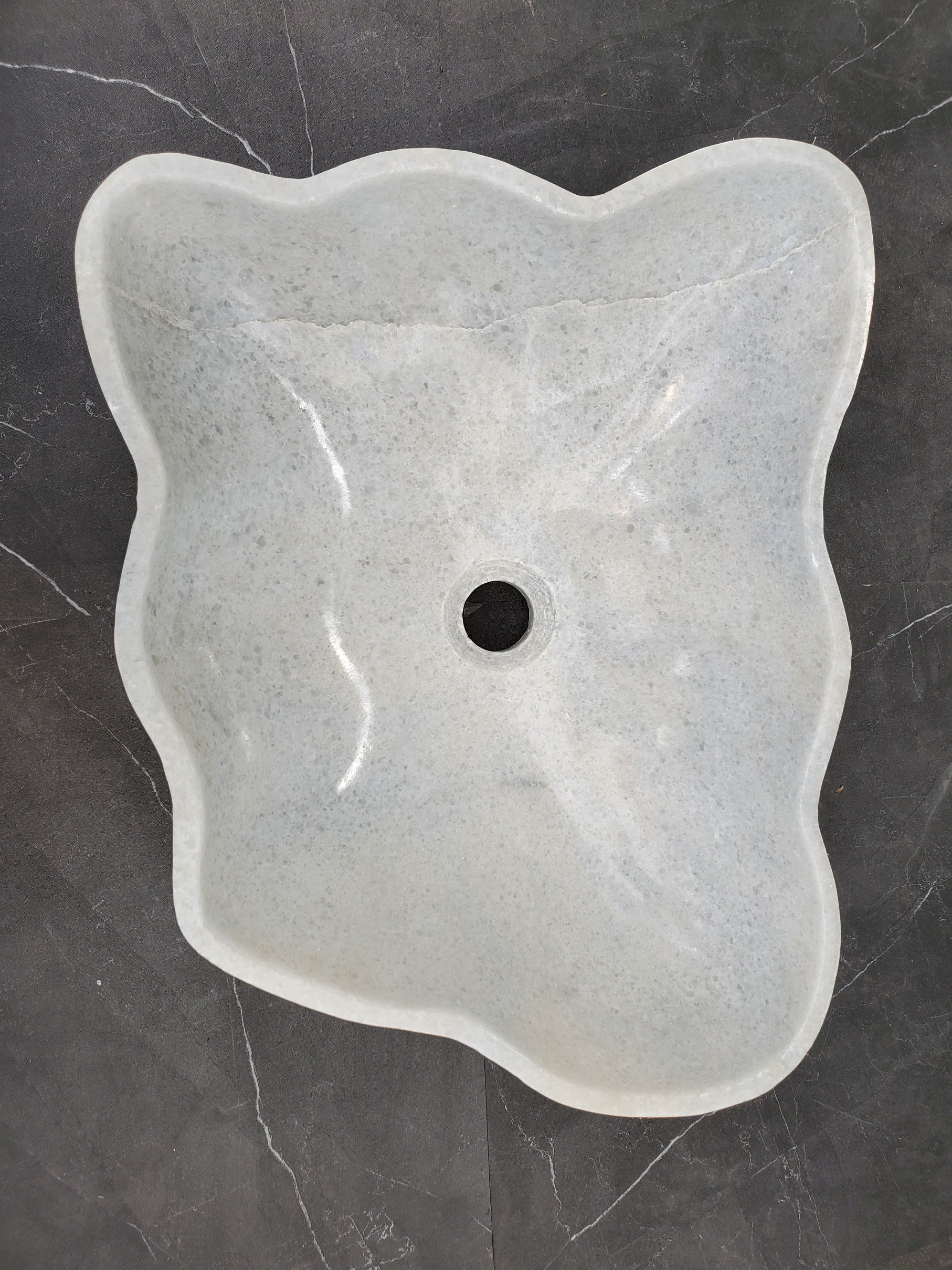 S33_27 Gray Marble Bathroom Vessel Sink - 18 x 14 inch