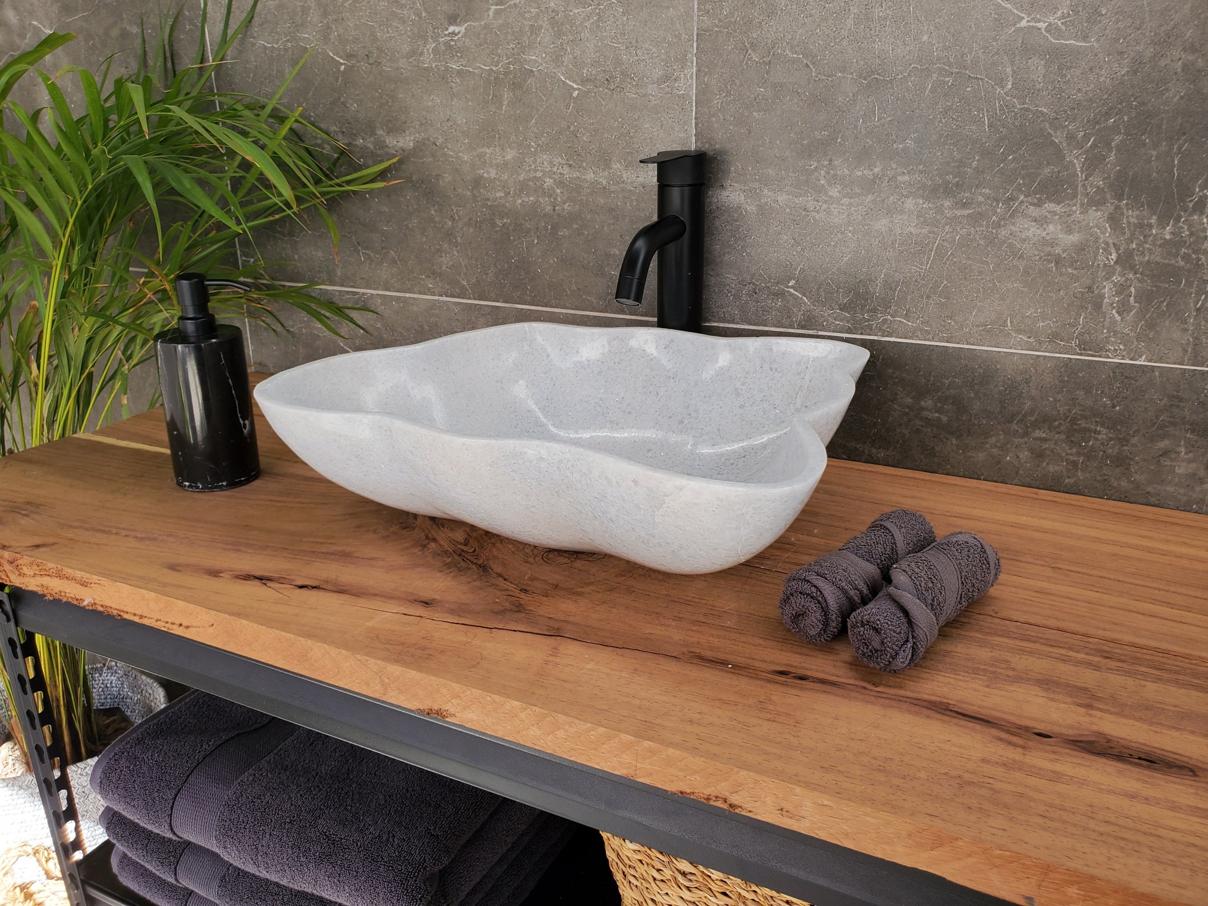 S33_27 White Marble Bathroom Vessel Sink