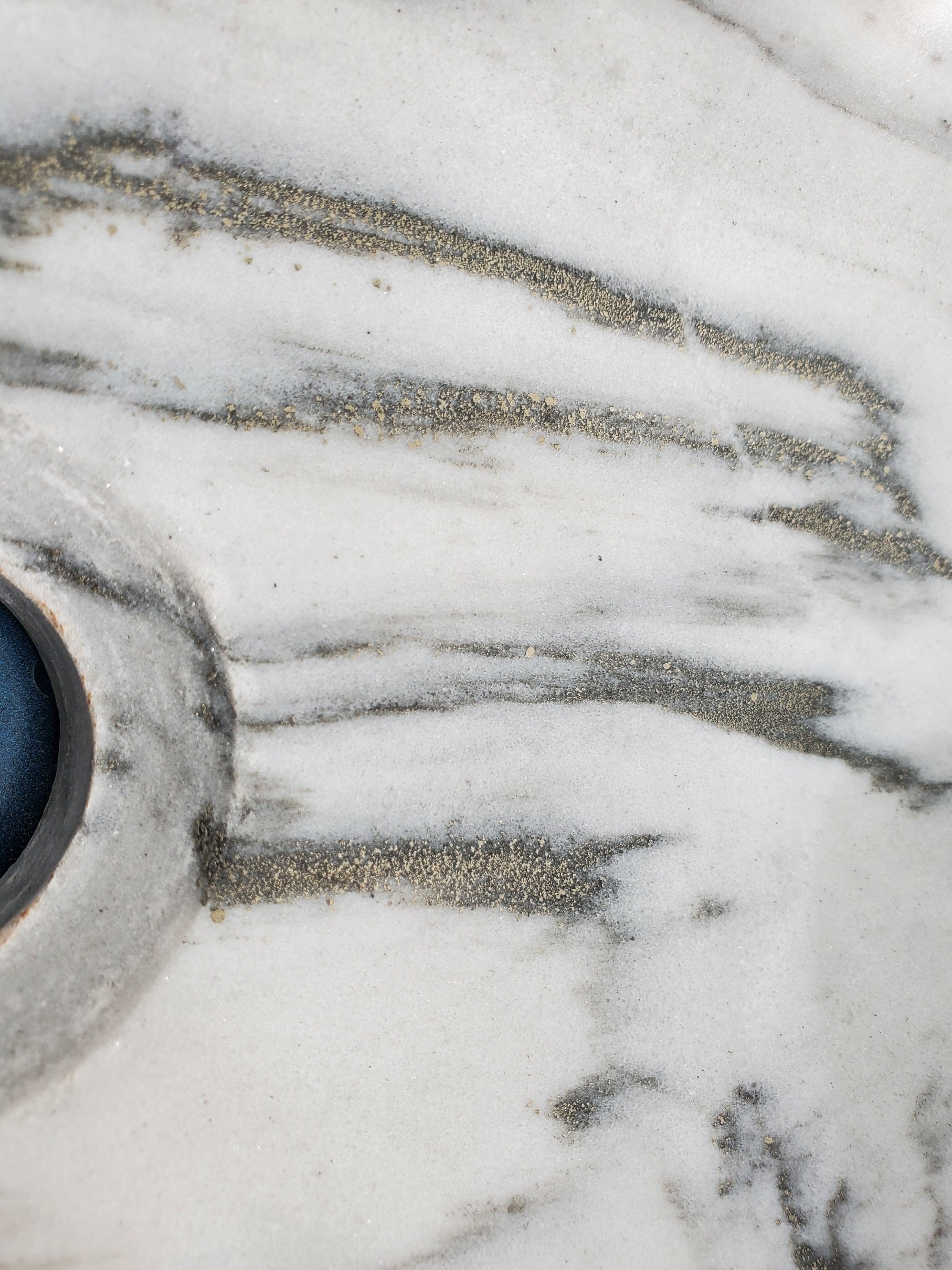 S33_30 White Marble Bathroom Vessel Sink - 16 x 15 inch