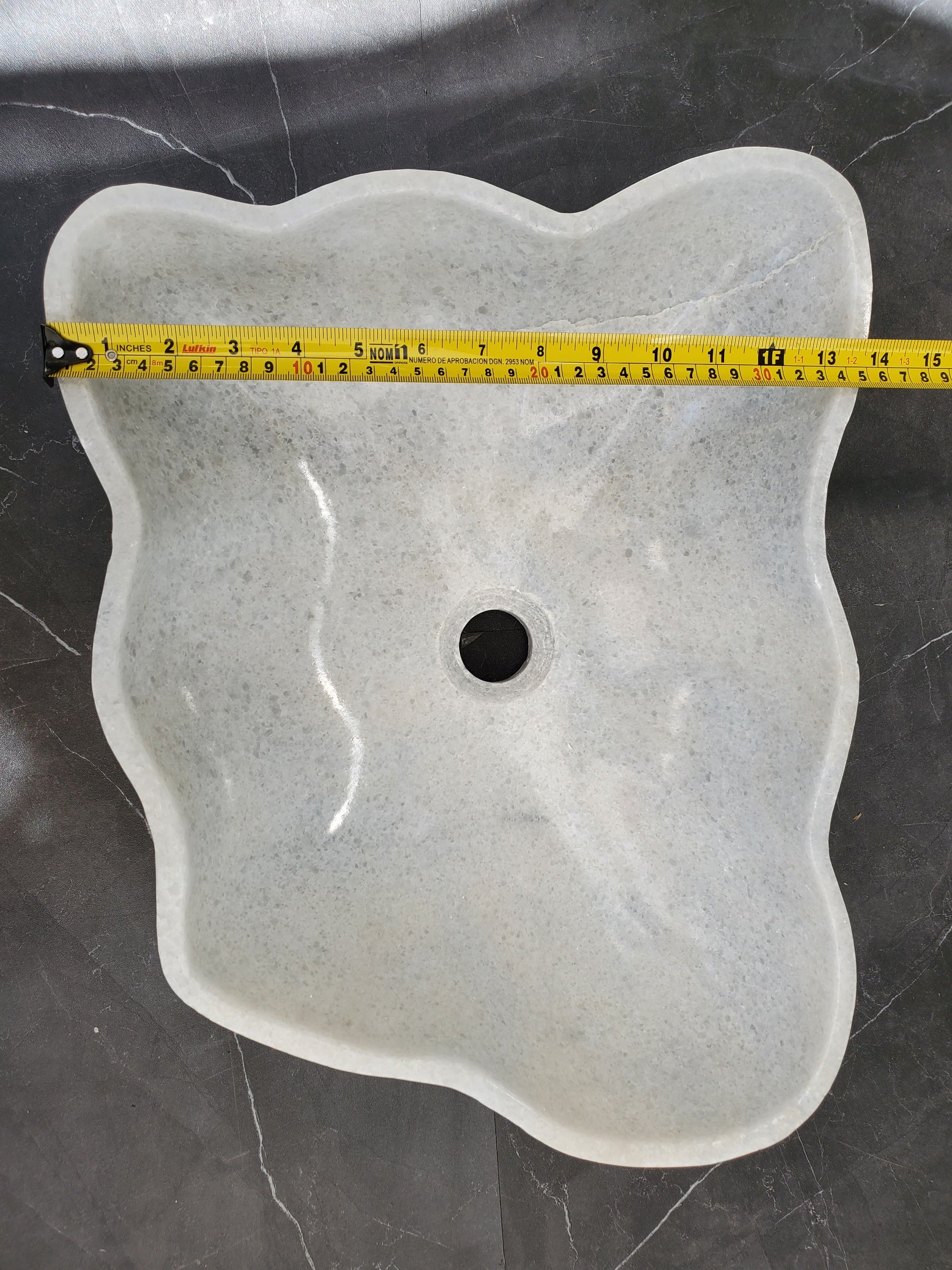 S33_27 Gray Marble Bathroom Vessel Sink - 18 x 14 inch