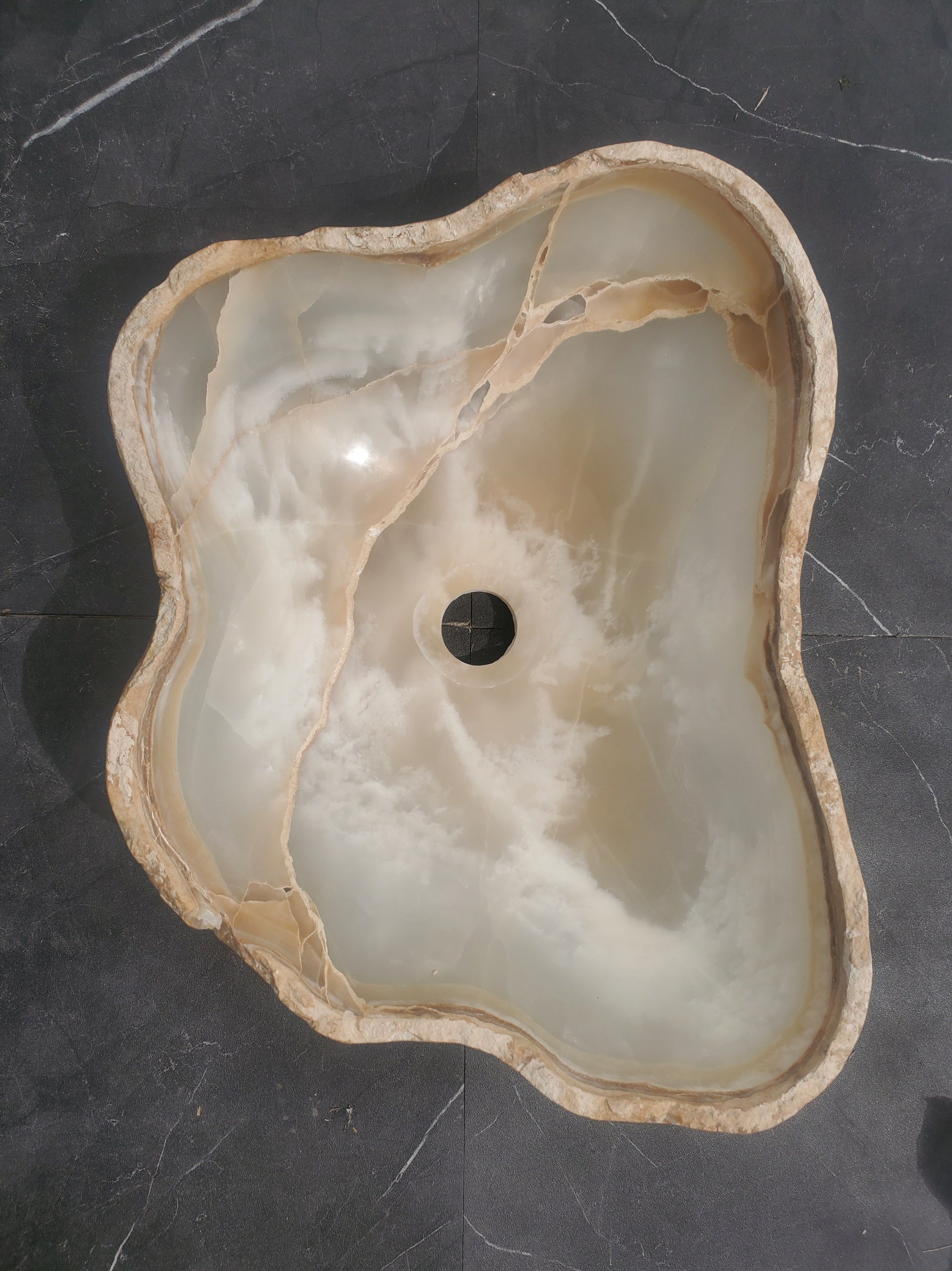 S32_20 Onyx Stone Vessel Bathroom Sink - 17.5 x 13 inch