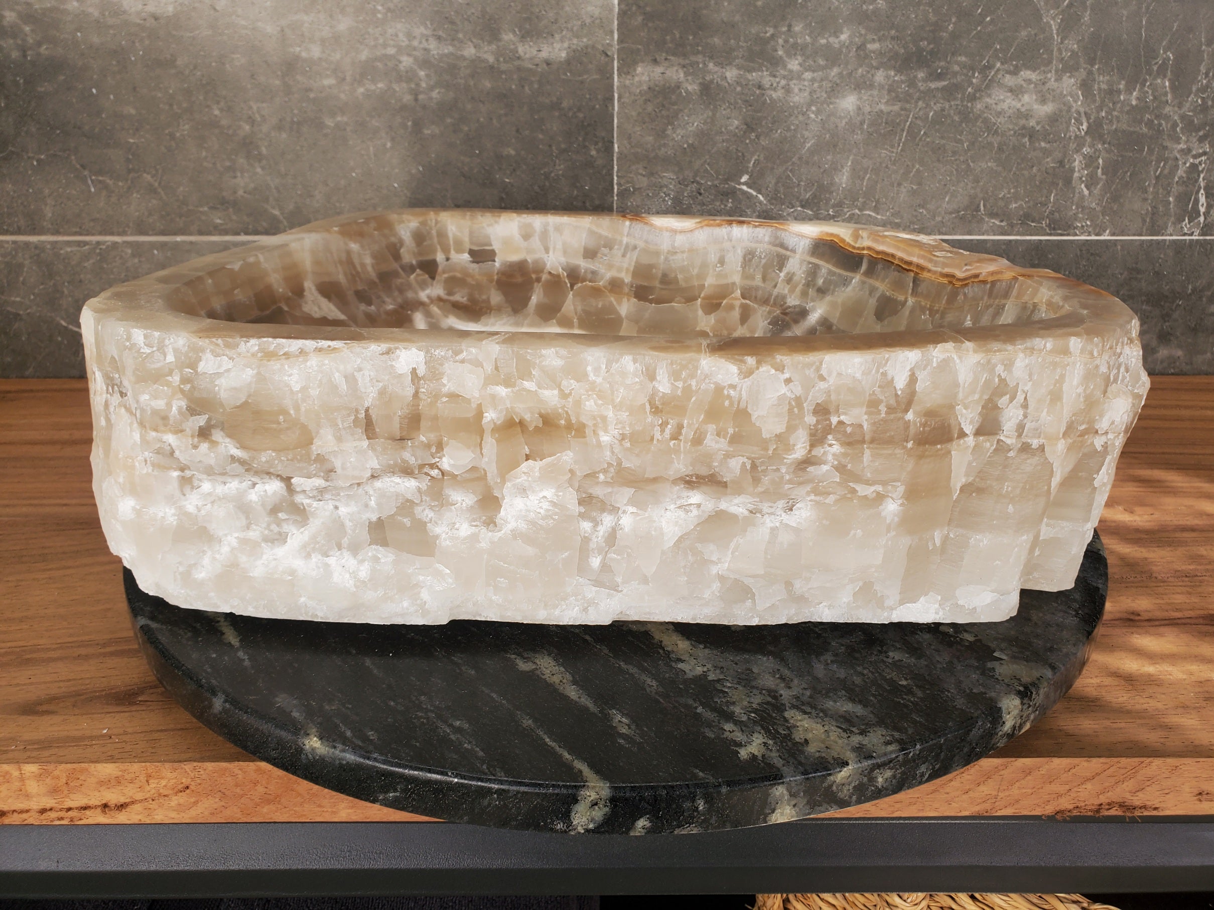S33_15 Onyx Stone Vessel Sink - 17 x 14 inch