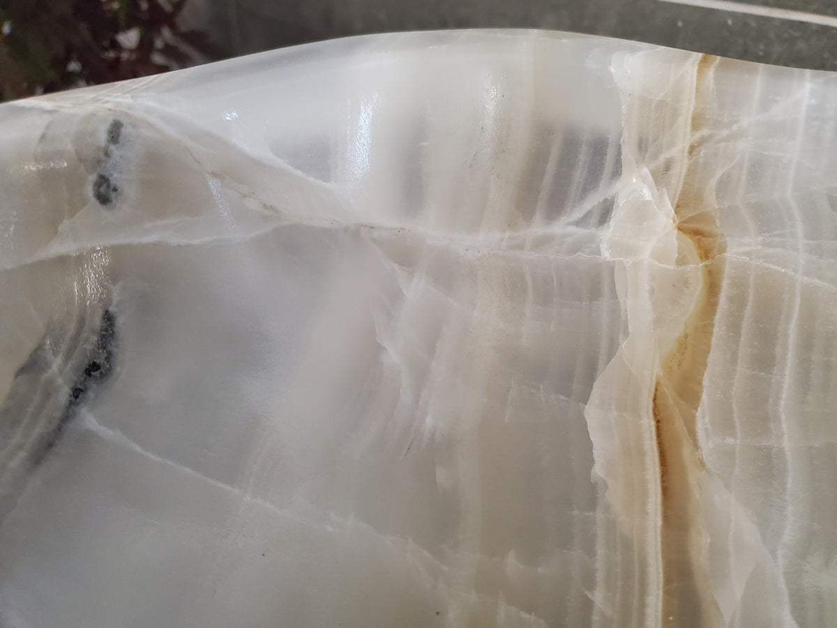 Cream White Onyx Vessel Sink, 14x13 Inch Natural Stone Countertop Basin, Polished Luxury Vanity Sink, Spa Bathroom Decor S40_23