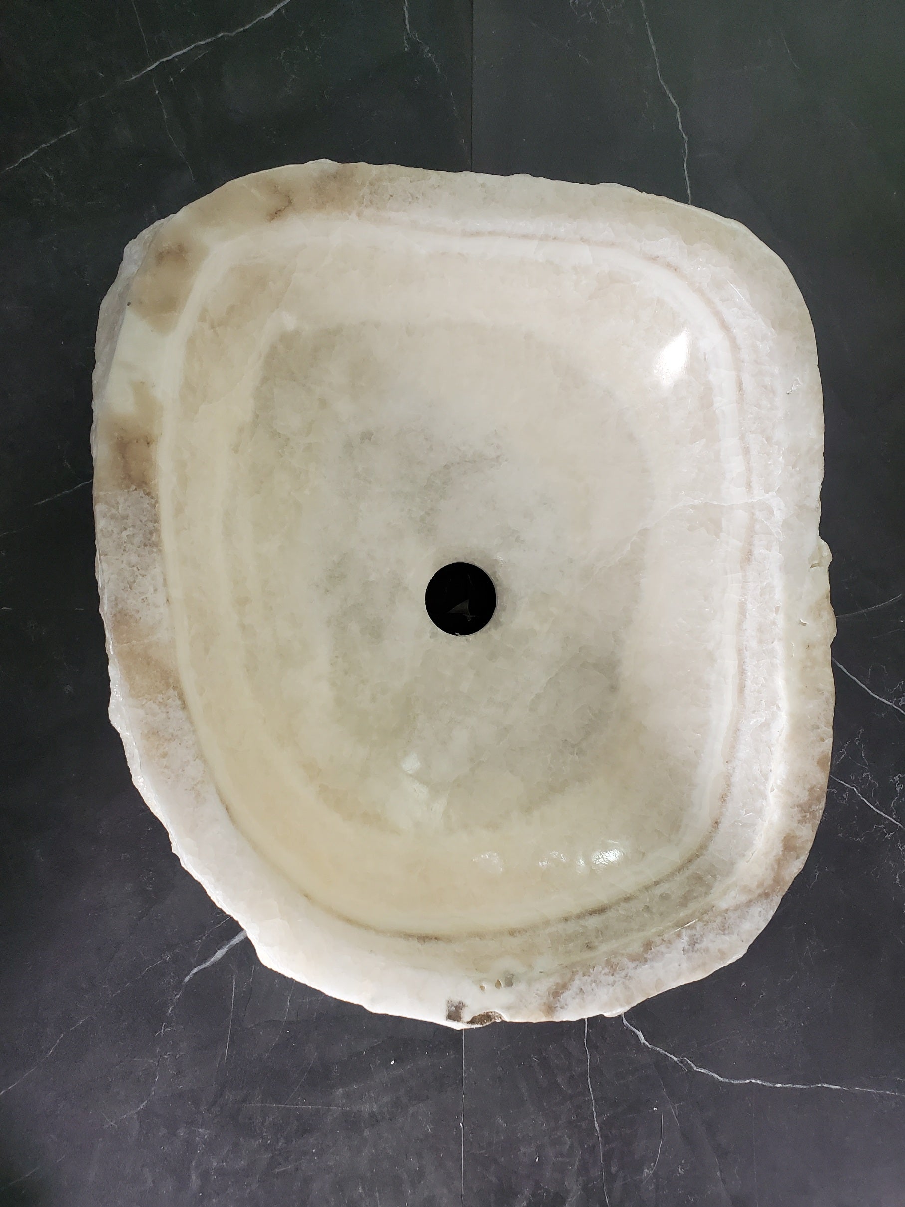 S33_18 Onyx Stone Vessel Sink- 15.5 x 13.5 inch