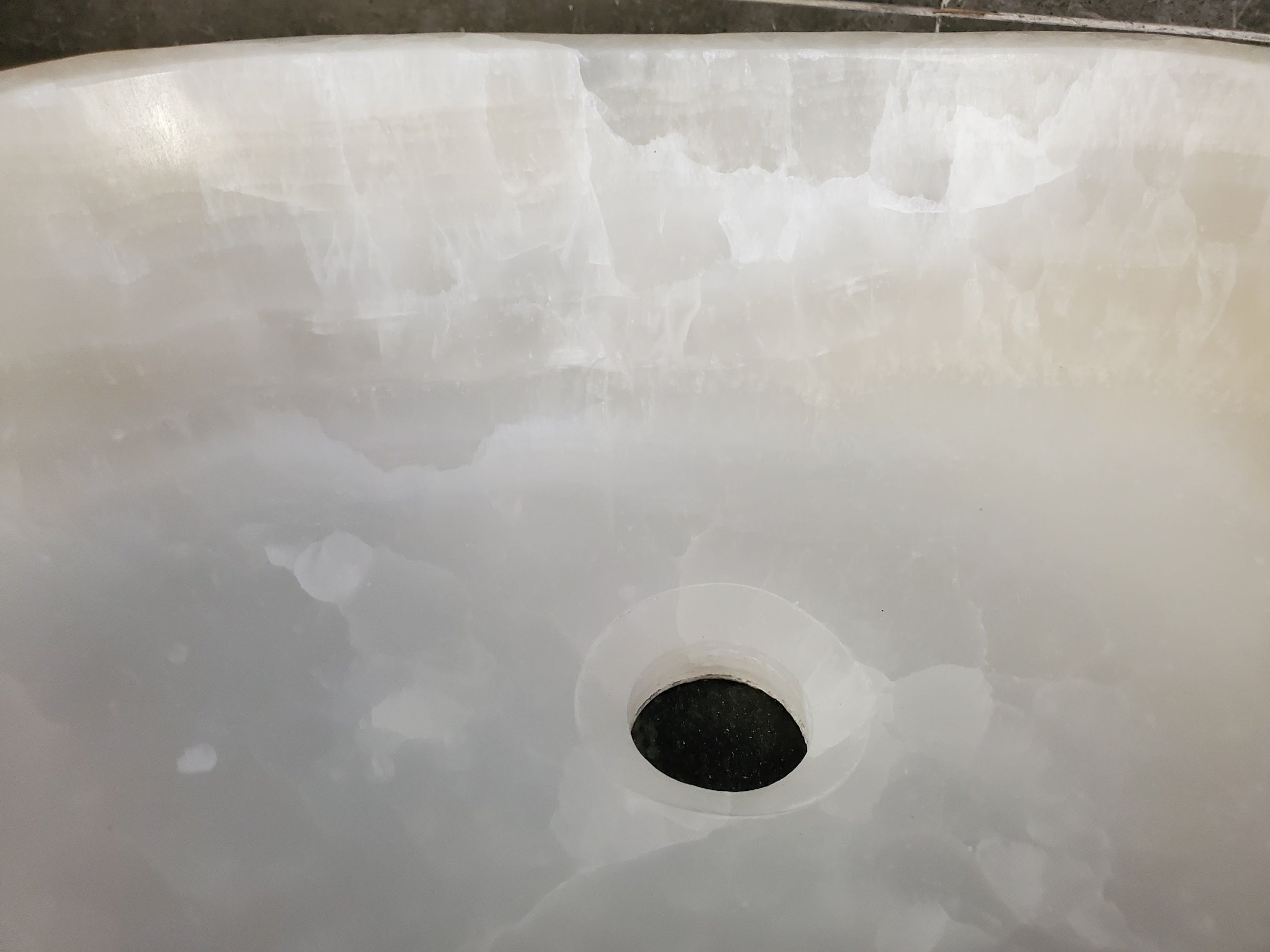 White Cream Onyx Marble Vessel Sink, 18x13 Inch Natural Stone Countertop Basin, Polished Luxury Vanity Sink, Spa Bathroom Decor S40_05 Bathroom Sinks Featured Onyx Sinks Sinks