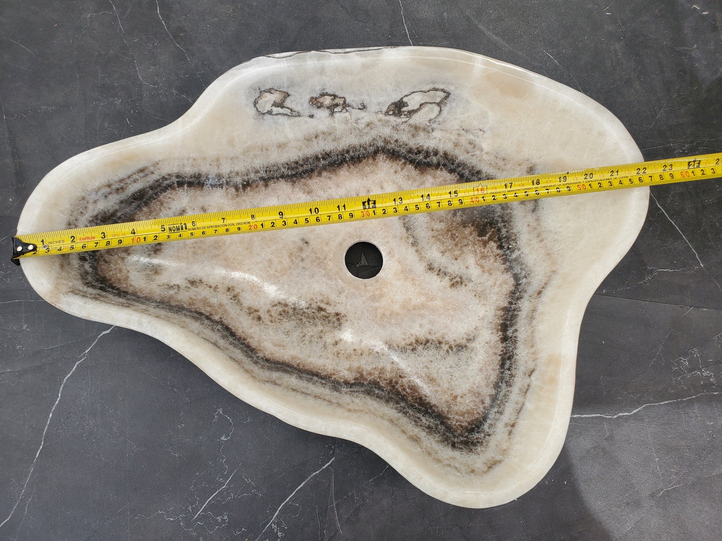 S32_23 Onyx Stone Vessel Bathroom Sink - 16.5 x 13.5 inch