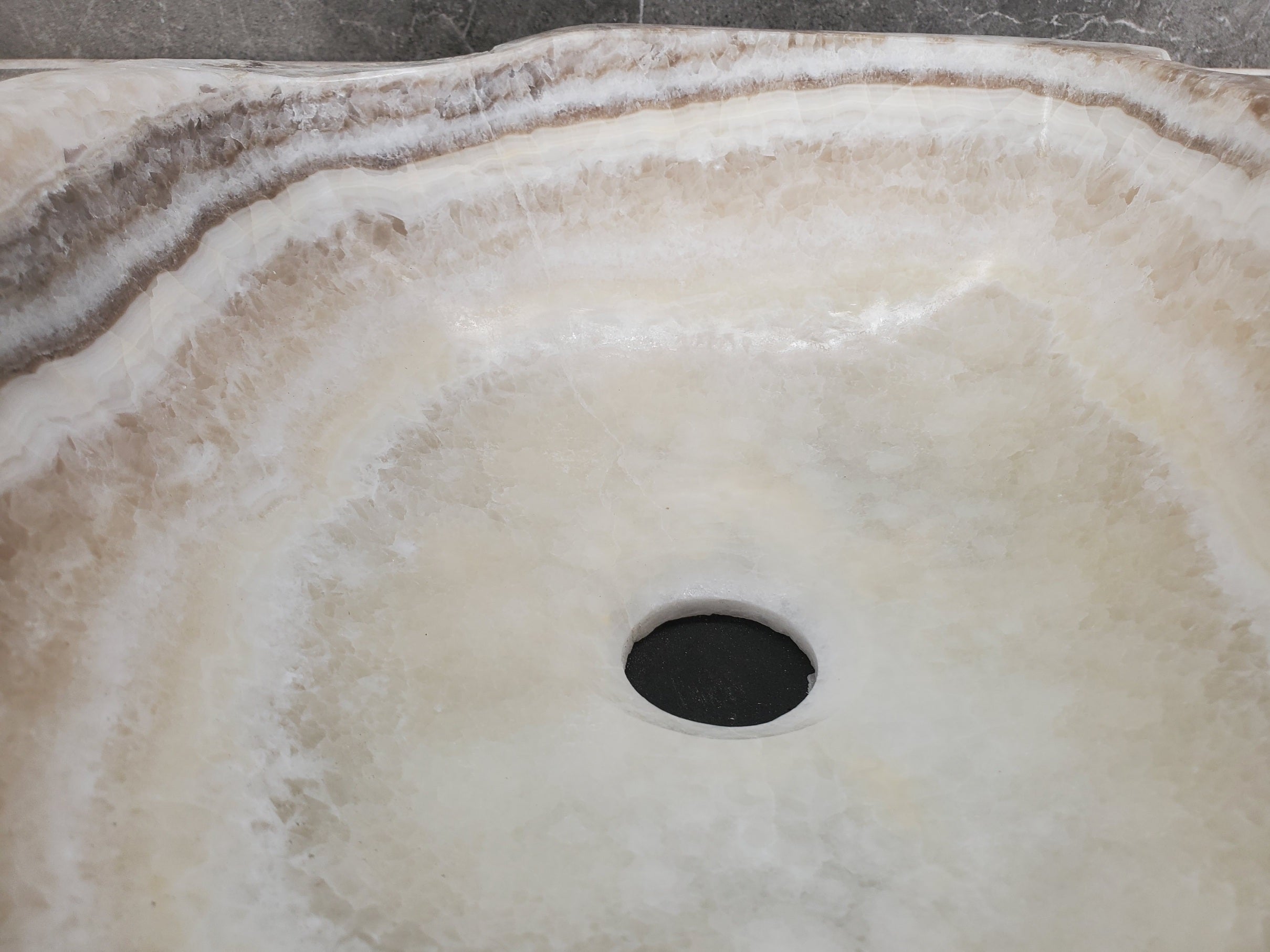 S33_16 Onyx Stone Vessel Bathroom Sink - 15 x 12 inch