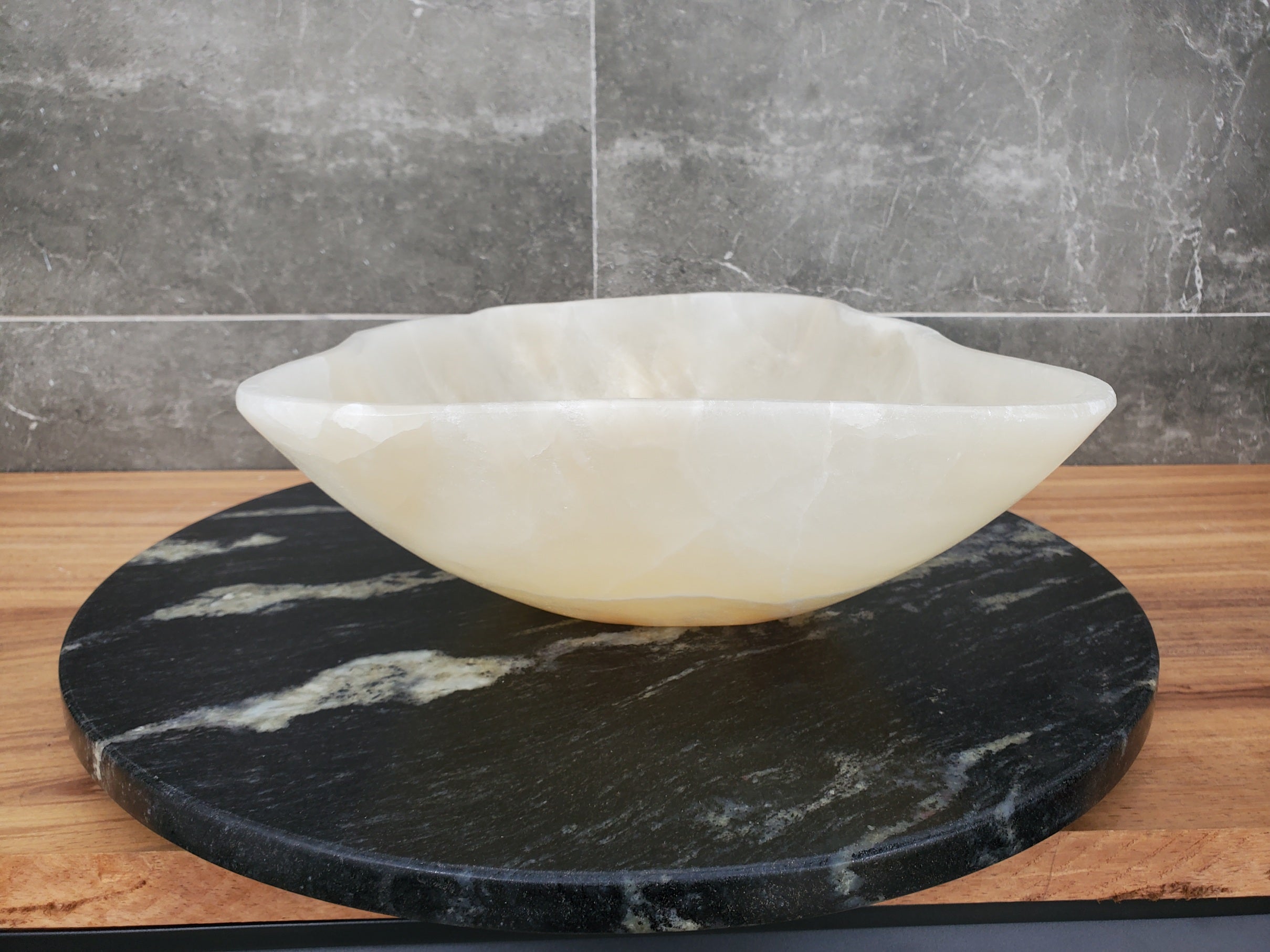 S32_04 Onyx Stone Vessel Bathroom Sink - 16.5 x 13 Inch