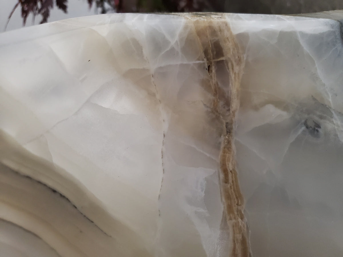 Cream White Onyx Vessel Sink, 14x13 Inch Natural Stone Countertop Basin, Polished Luxury Vanity Sink, Spa Bathroom Decor S40_23