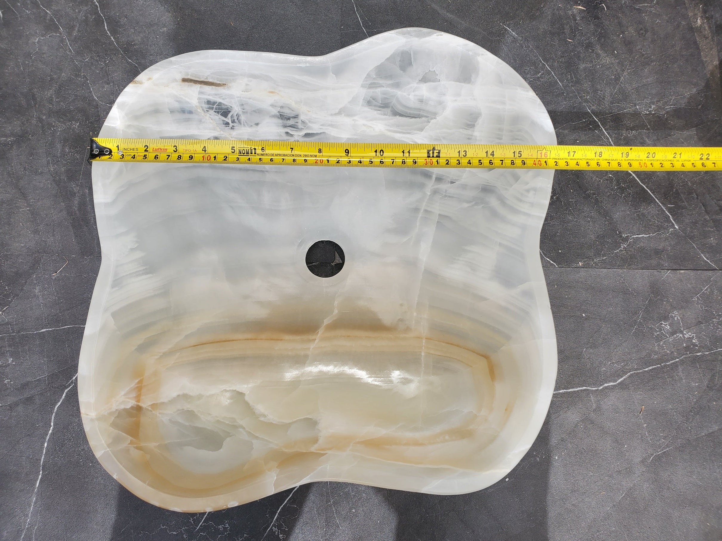 S33_24 White Onyx Bathroom Vessel Sink - 16.5 x 16.5 inch