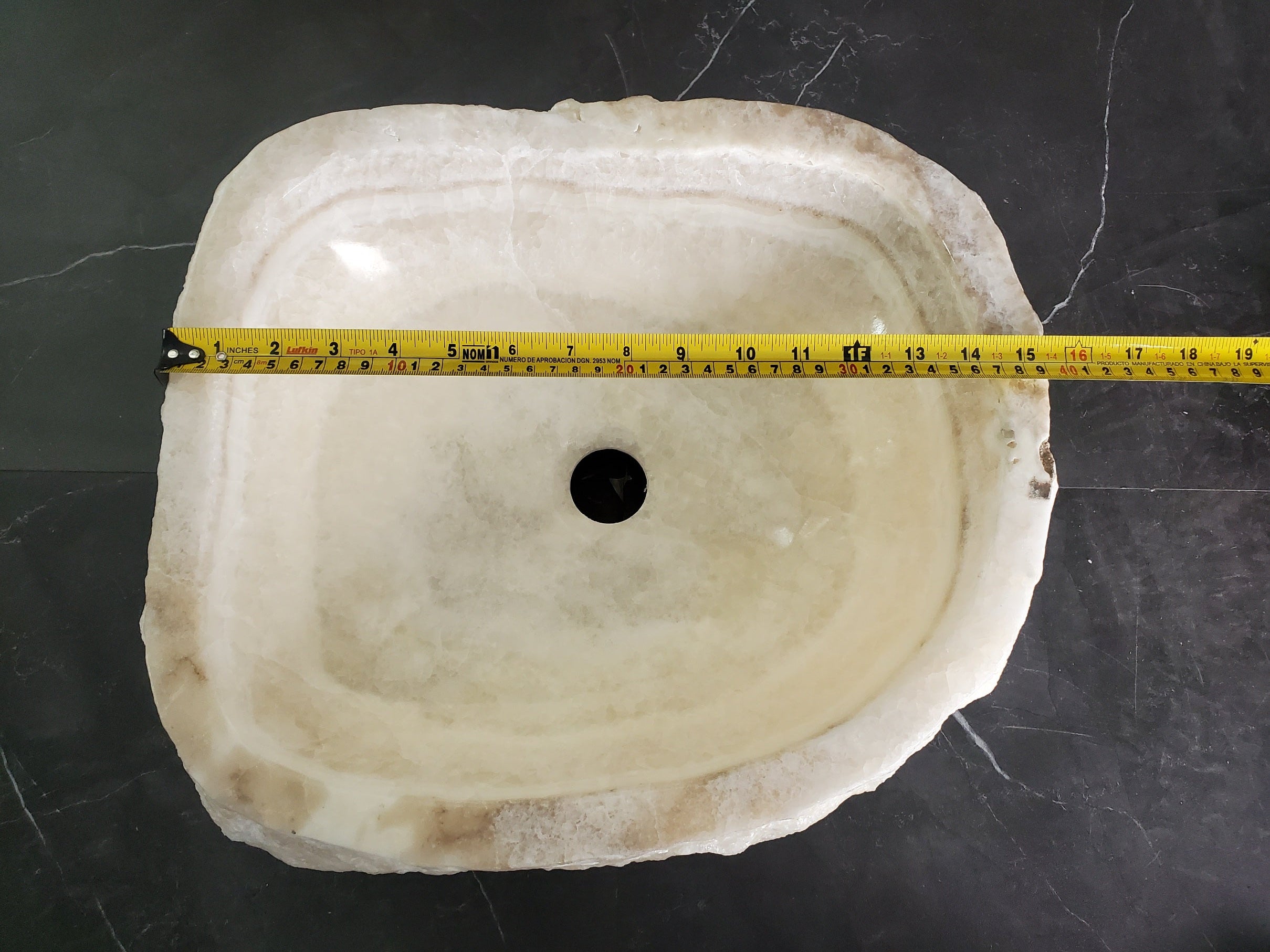 S33_18 Onyx Stone Vessel Sink- 15.5 x 13.5 inch