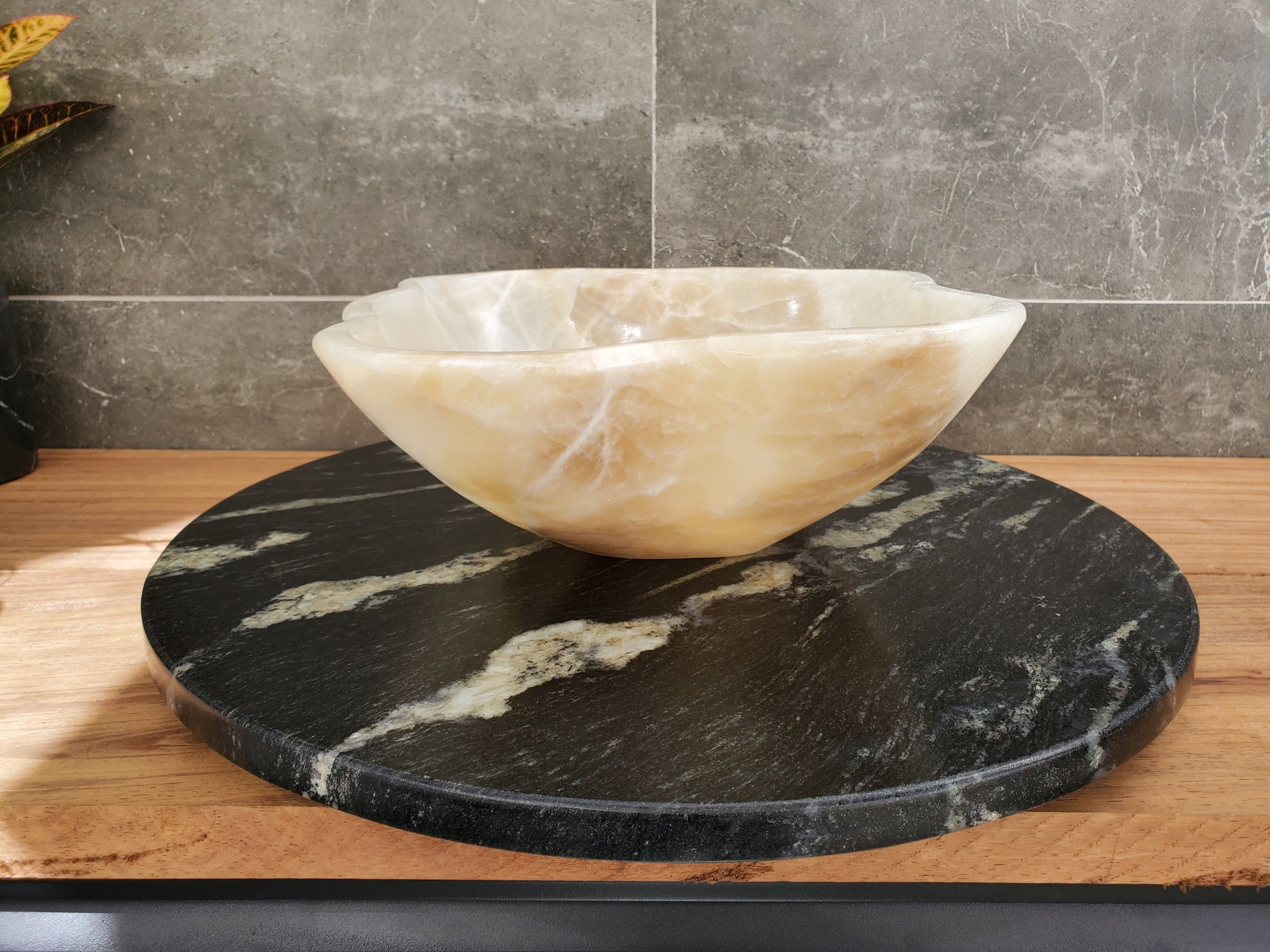 S32_22 Onyx Stone Vessel Bathroom Sink - 14 x 12 inch