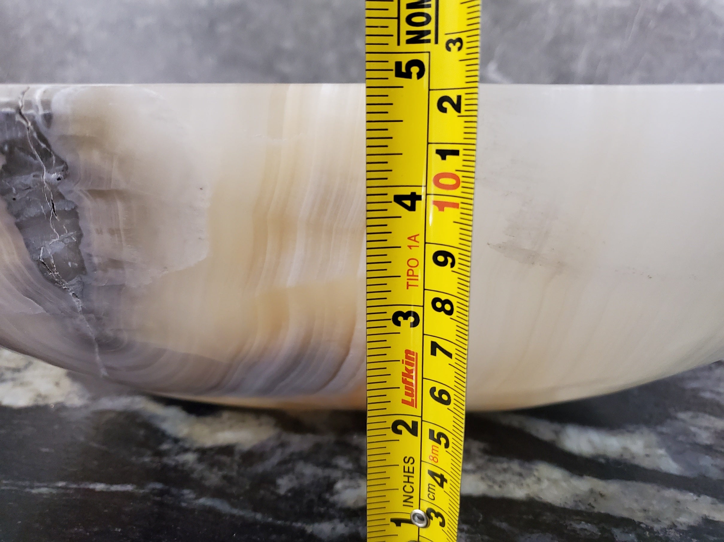 White Onyx Vessel Sink – Natural Stone Countertop Sink, Polished Vanity Basin, Luxury Spa Bathroom Decor 14.5x13.5 Inch S40_16