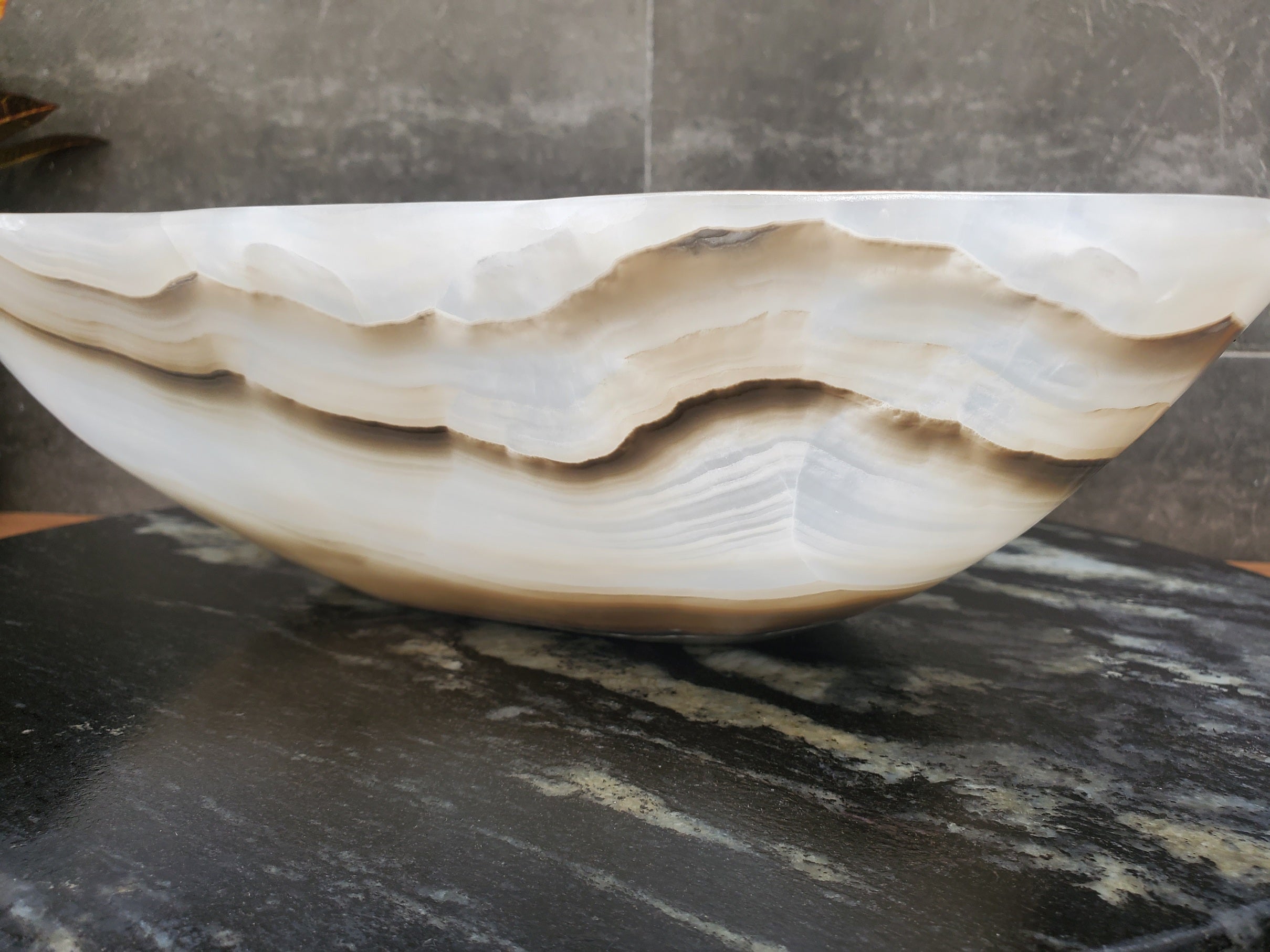 S32_17 Onyx Stone Vessel Bathroom Sink - 15 x 13 inch
