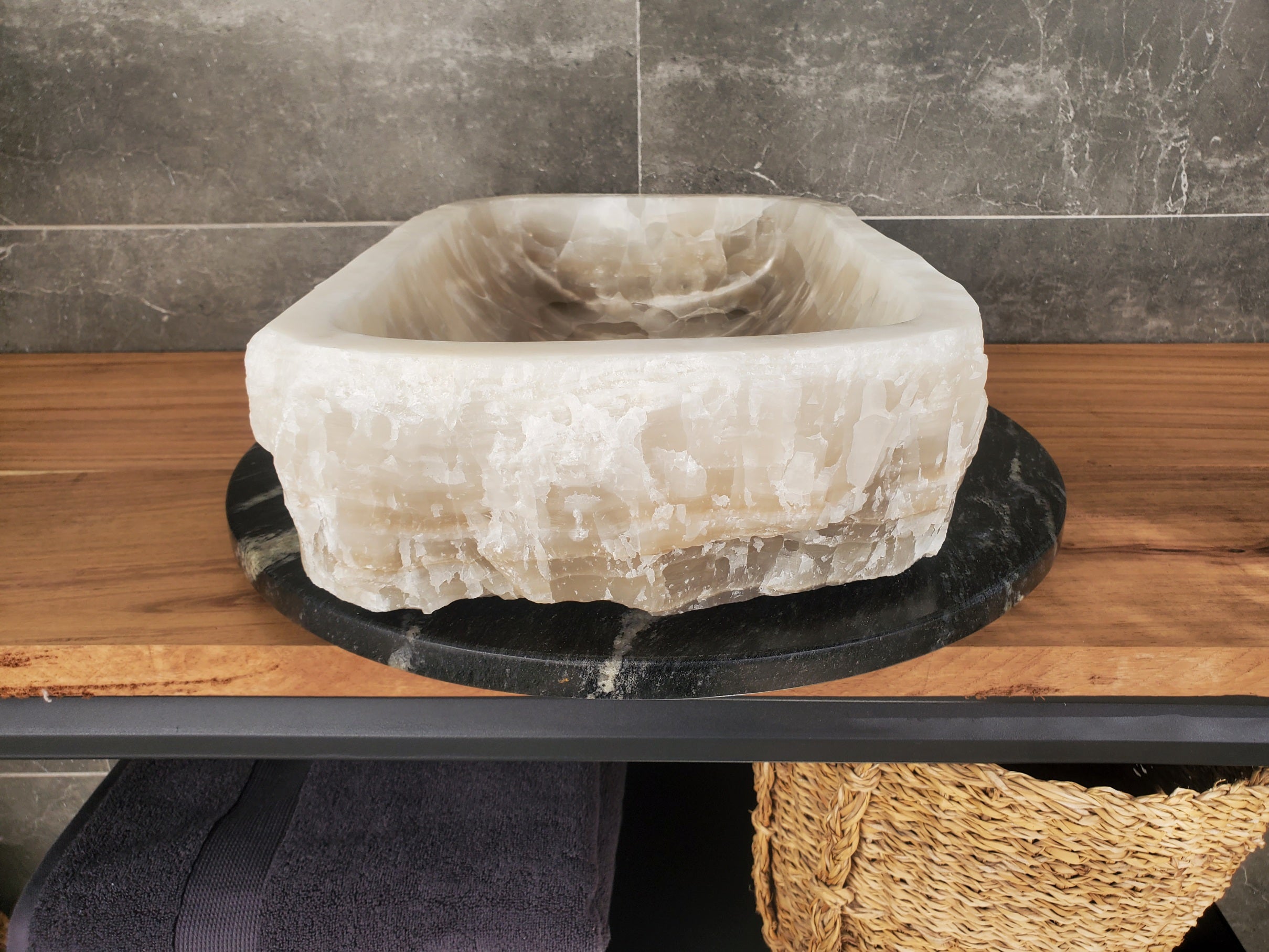 S33_14 Onyx Stone Vessel Sink - 19 x 12.5 inch