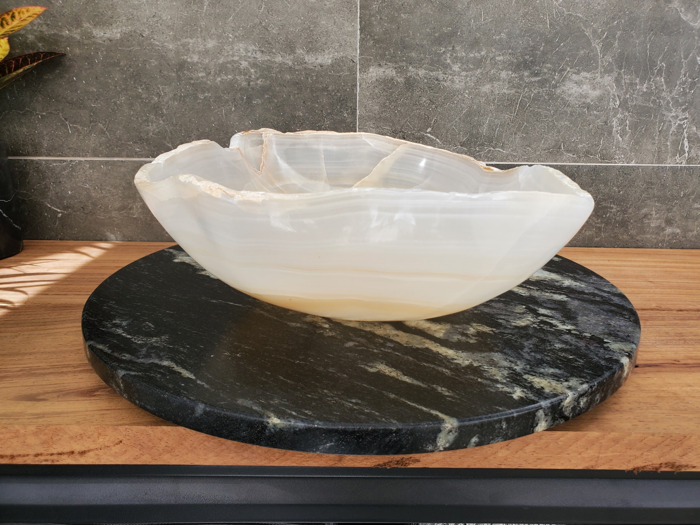 S32_21 Onyx Stone Vessel Bathroom Sink - 16 x 13 inch