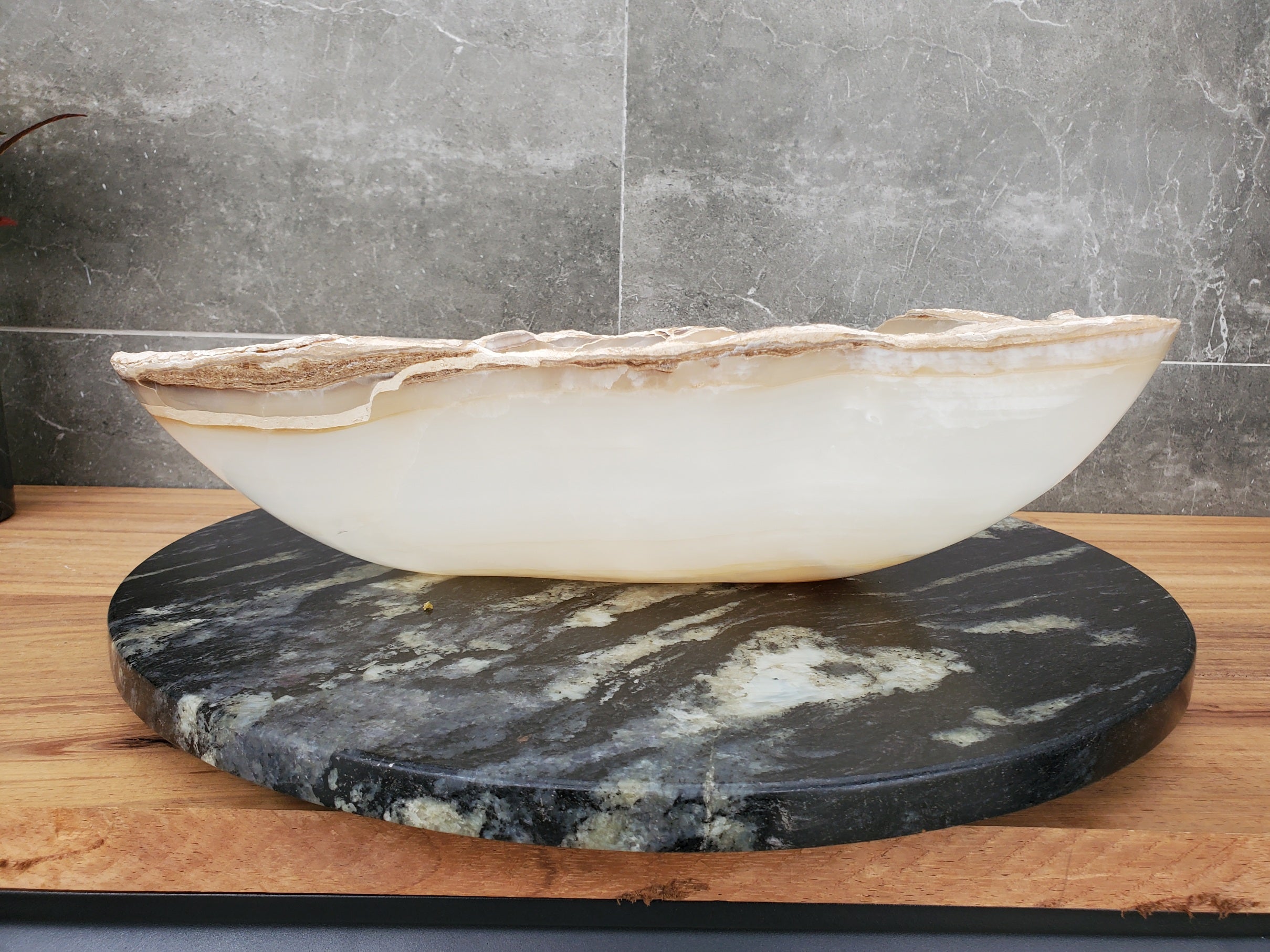 S32_13 Onyx Stone Vessel Bathroom Sink - 17 x 12 inch