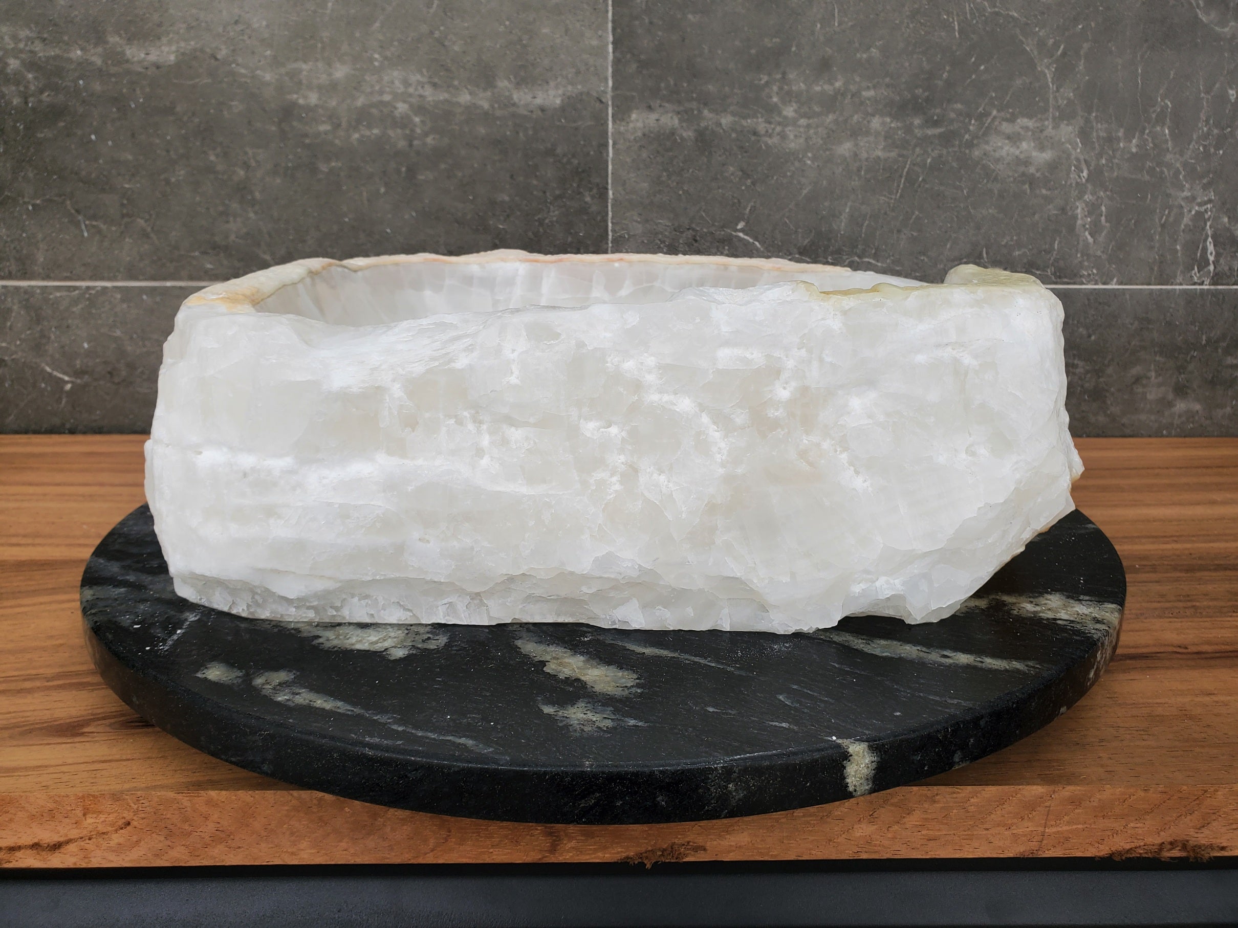 S31_45 Onyx Stone Vessel Bathroom Sink - 15.5 x 13.5 Inch