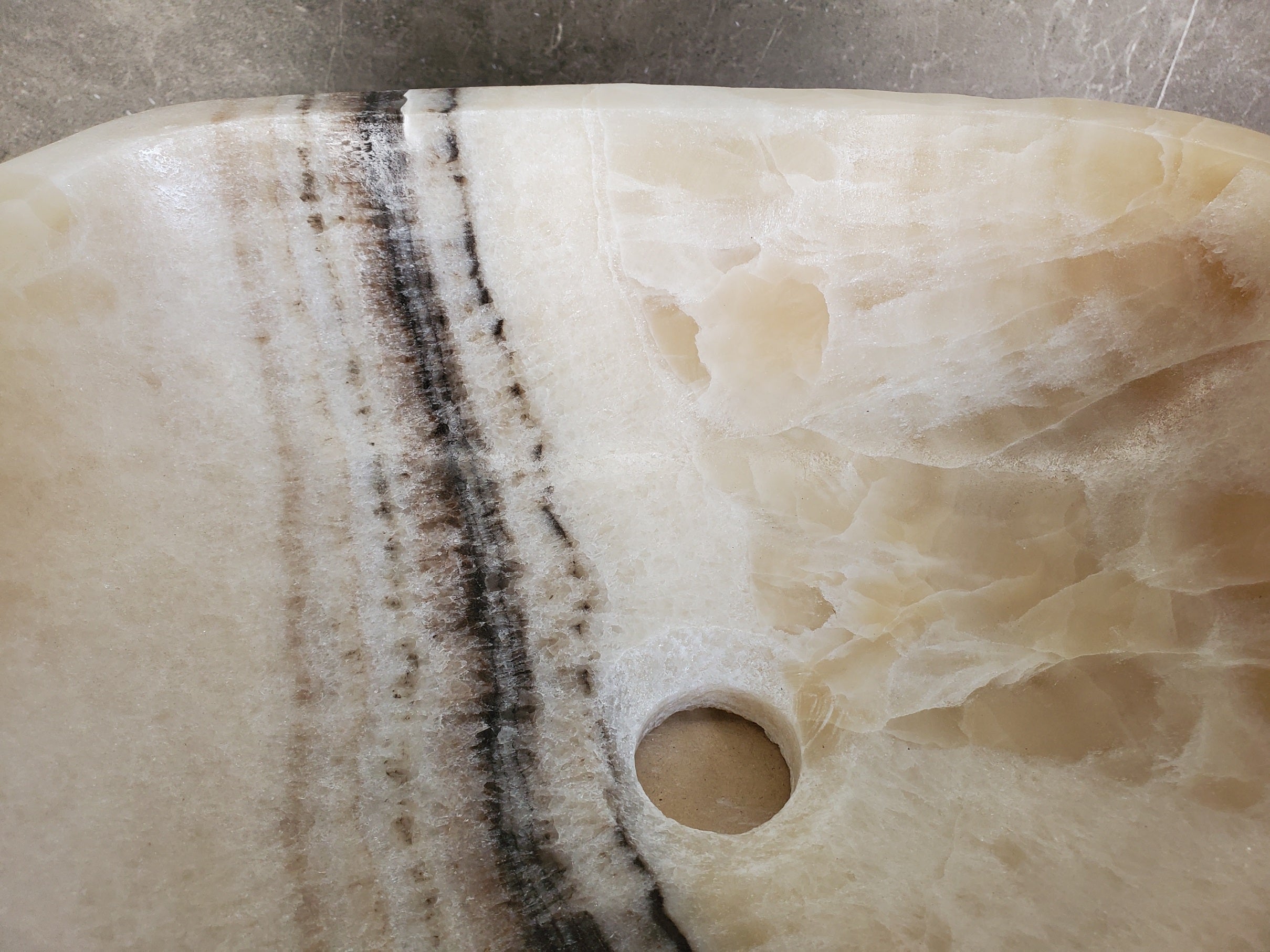 S37_17 Cream Onyx Vessel Sink – Rectangular Natural Stone Countertop Bathroom Sink 16.5 x 13.5 Inch Bathroom Sinks Featured Onyx Sinks Sinks
