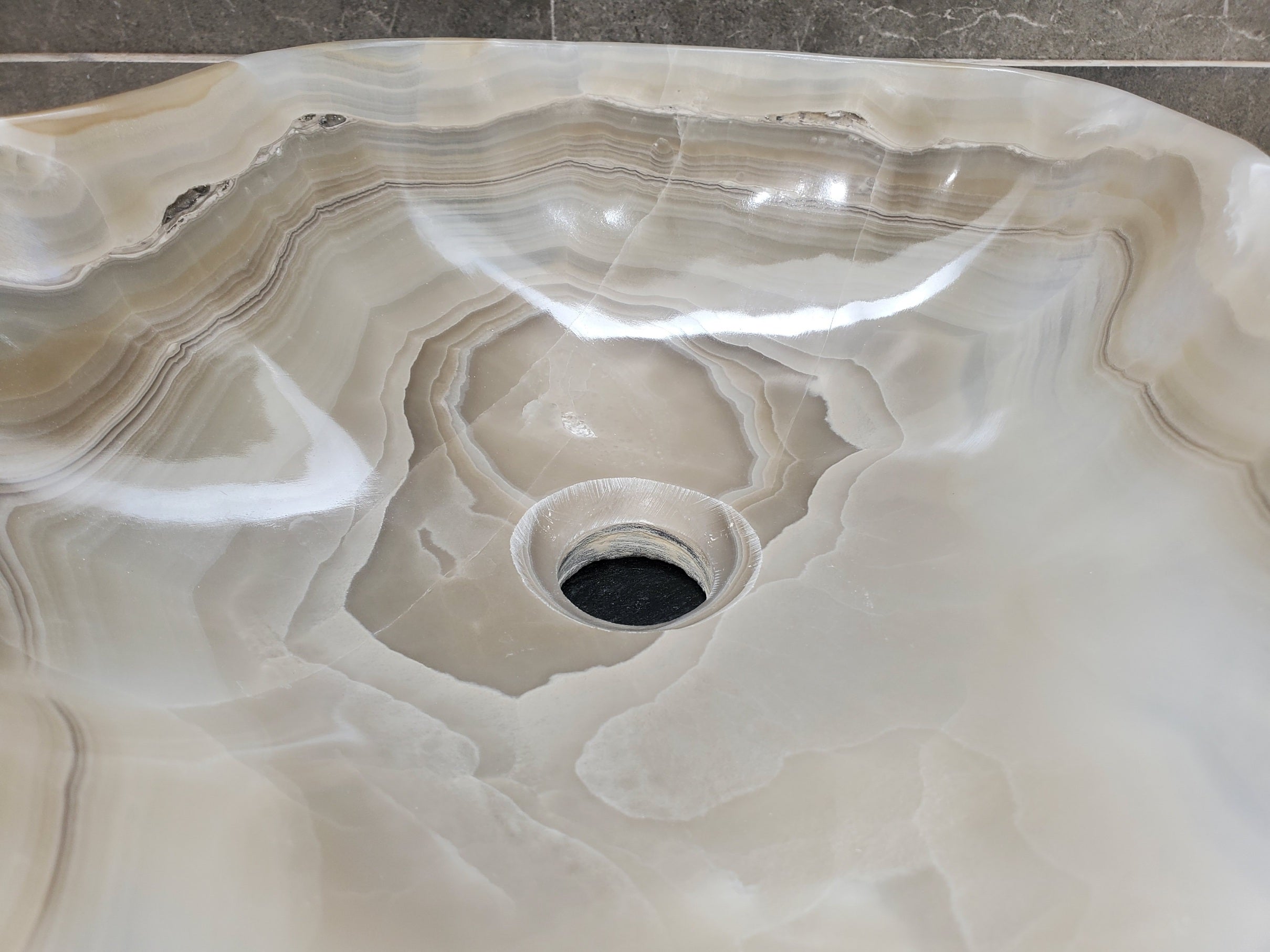S32_17 Onyx Stone Vessel Bathroom Sink - 15 x 13 inch