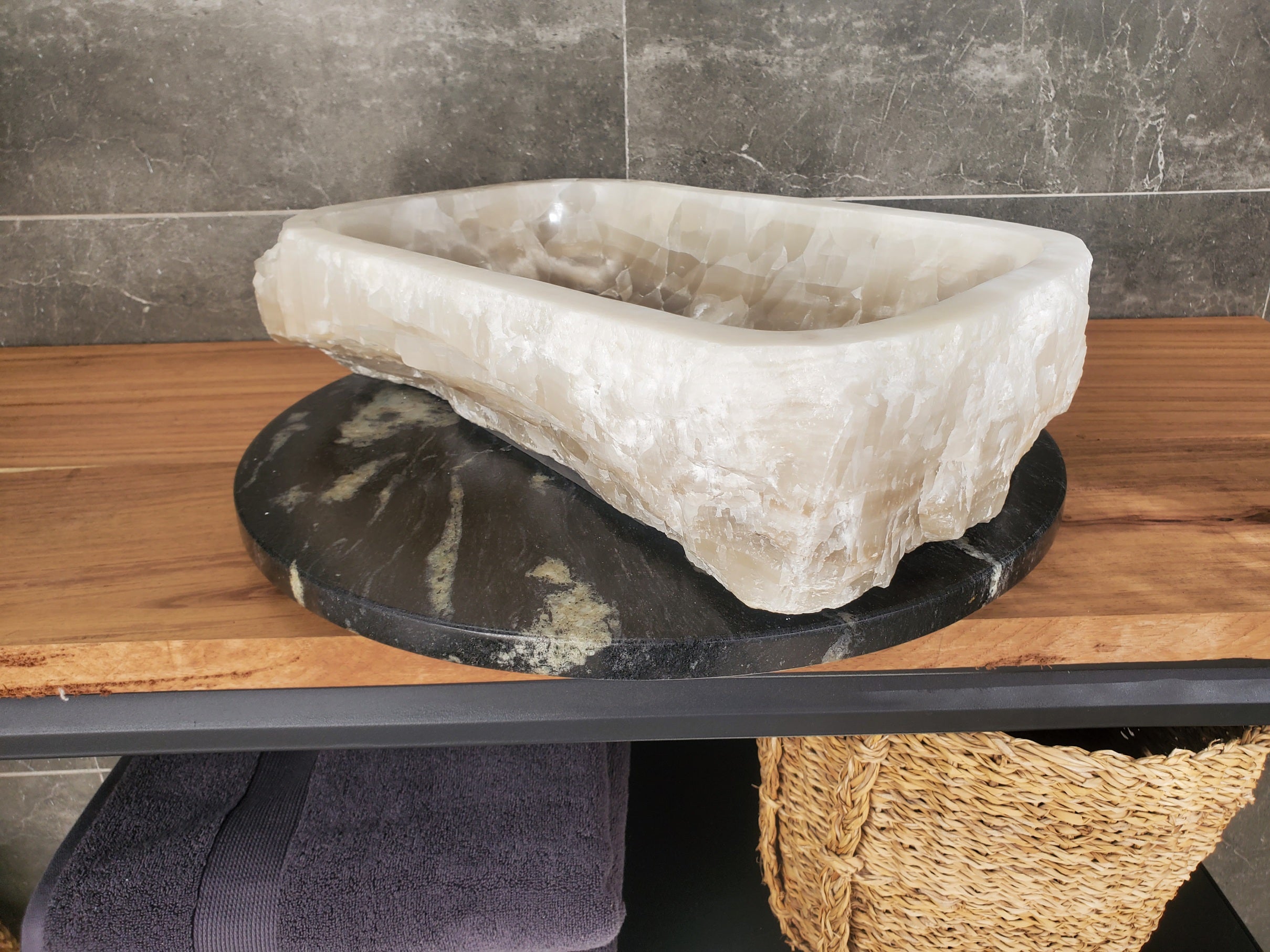 S33_14 Onyx Stone Vessel Sink - 19 x 12.5 inch
